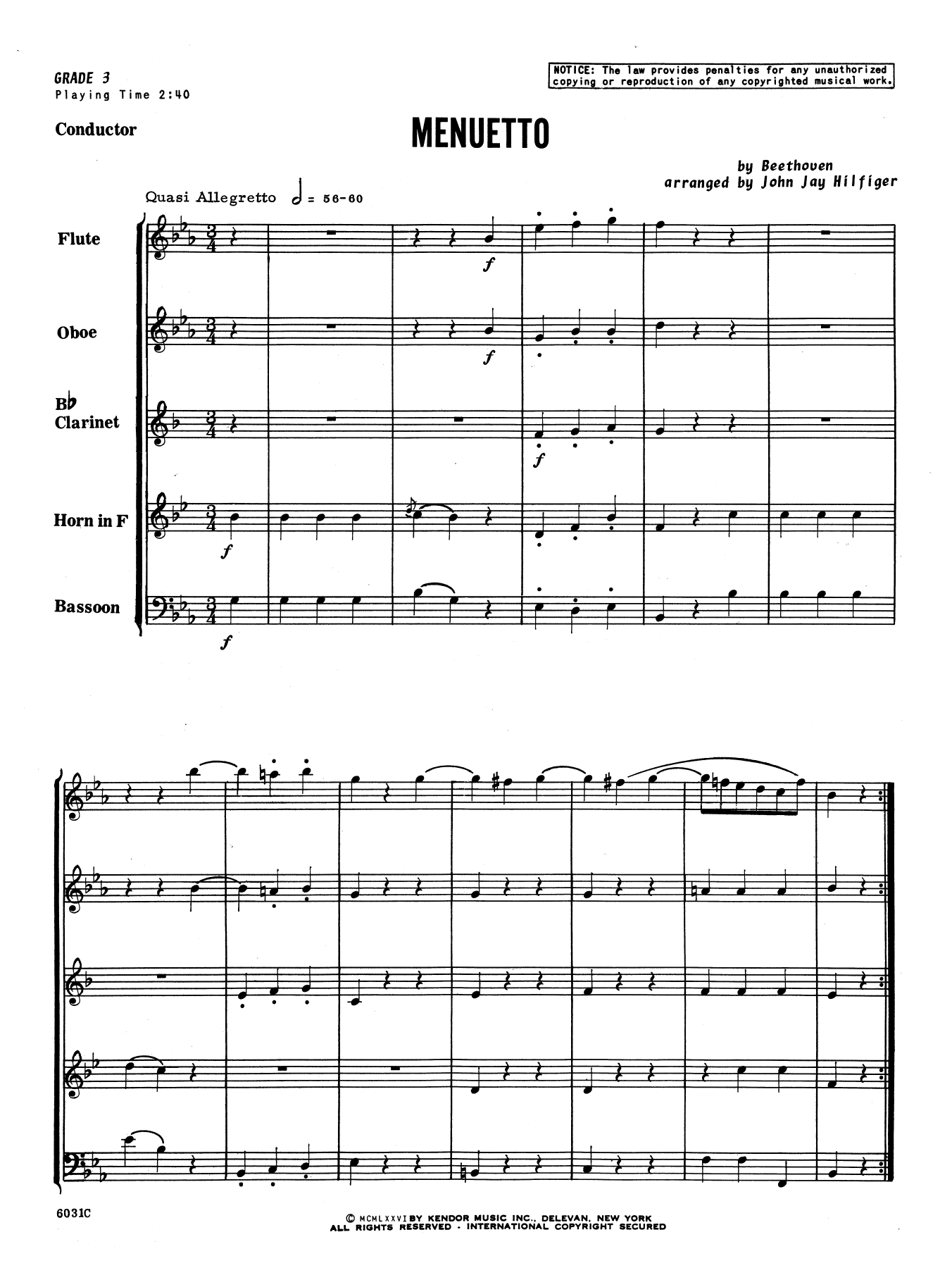 Menuetto - Full Score (Woodwind Ensemble) von John Jay Hilfiger