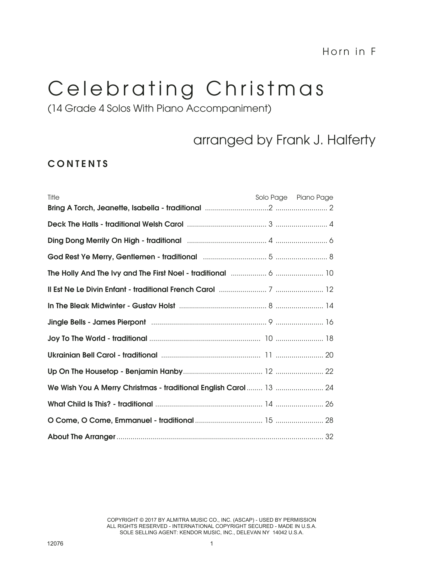 Celebrating Christmas (14 Grade 4 Solos With Piano Accompaniment) - Horn in F (Brass Solo) von Frank J. Halferty