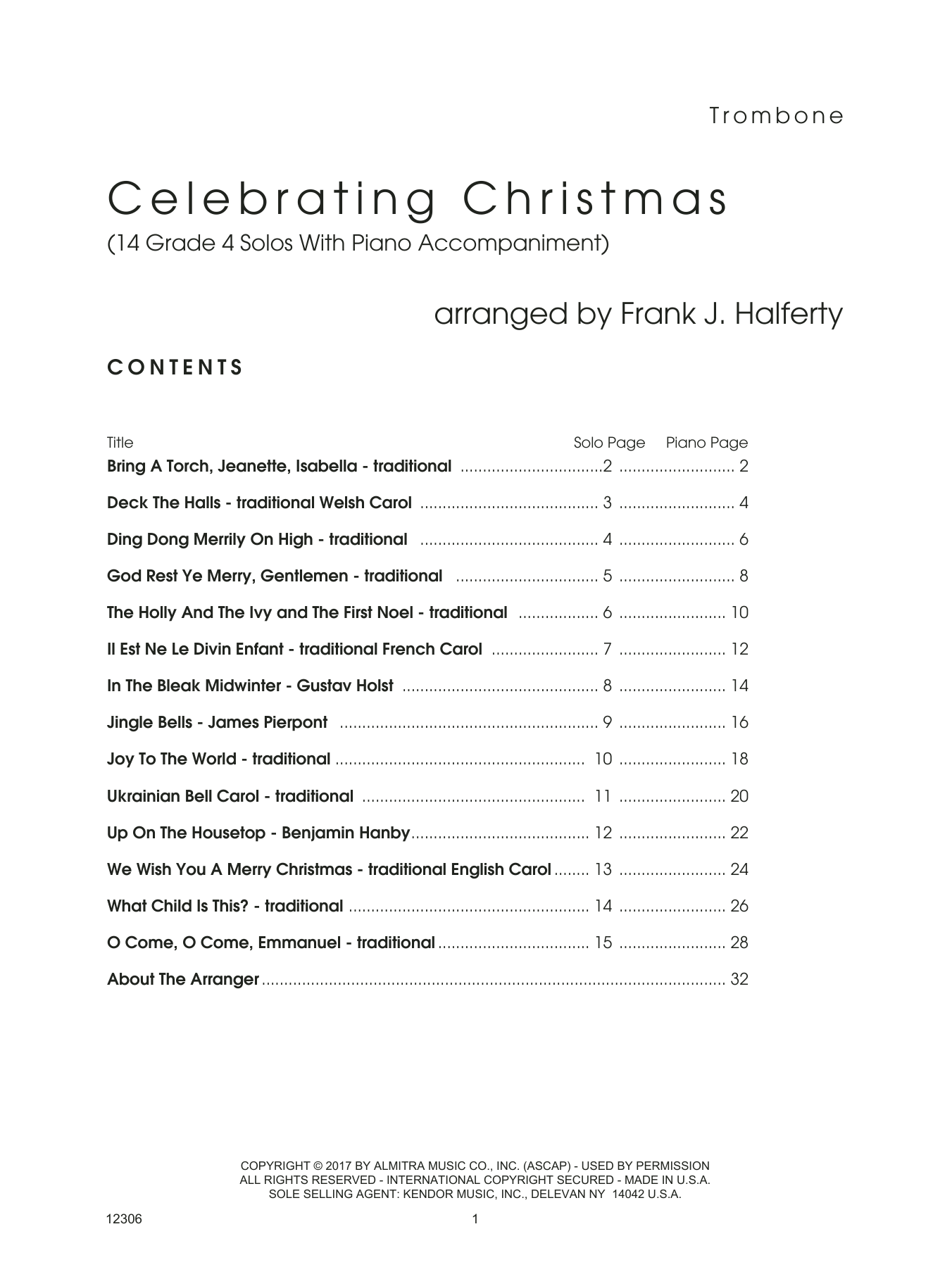 Celebrating Christmas (14 Grade 4 Solos With Piano Accompaniment) - Trombone (Brass Solo) von Frank J. Halferty