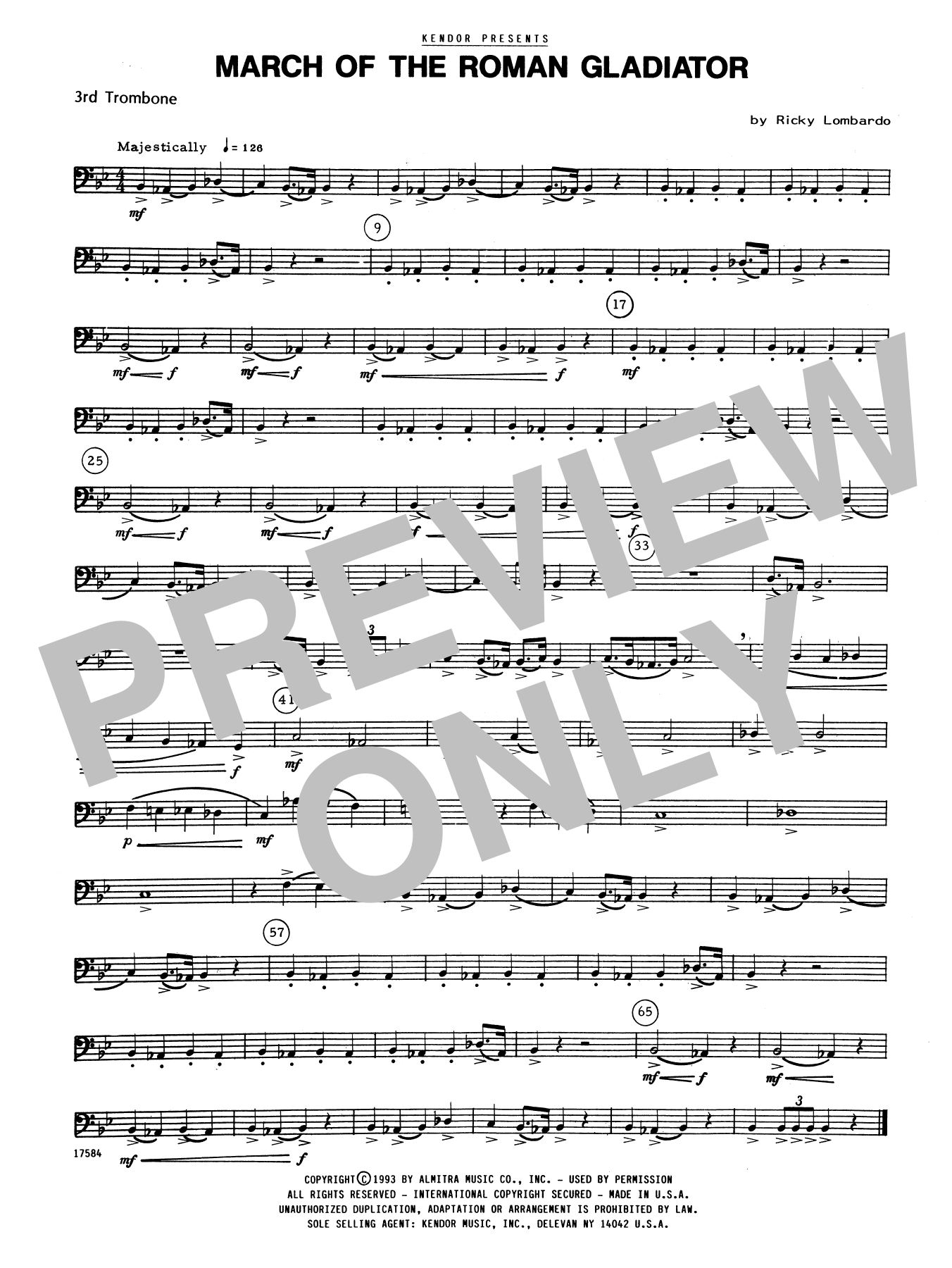 March Of The Roman - 3rd Trombone (Brass Ensemble) von Ricky Lombardo