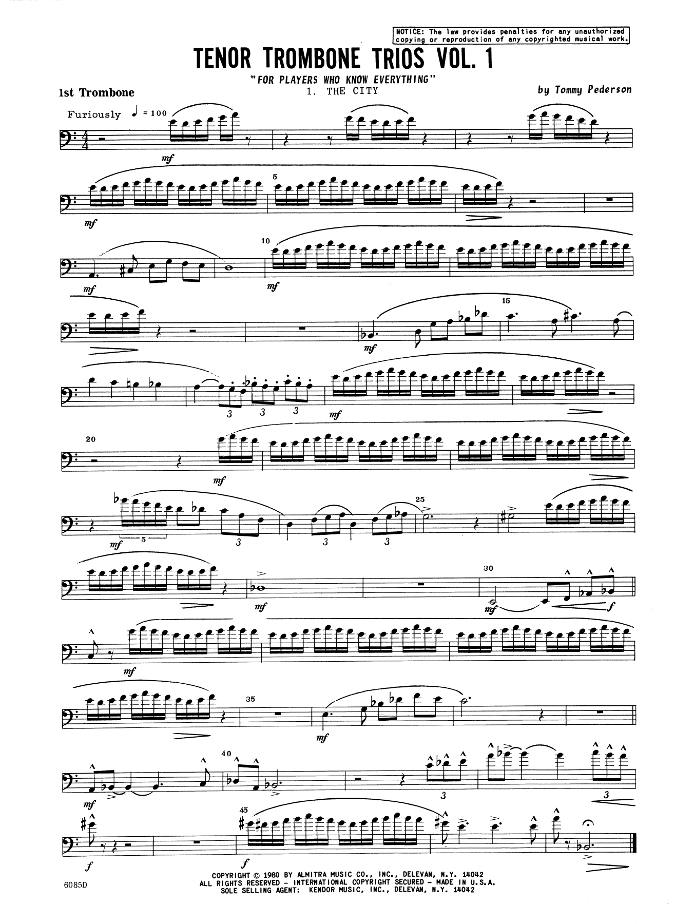 Tenor Trombone Trios, Volume 1 - 1st Trombone (Brass Ensemble) von Tommy Pederson