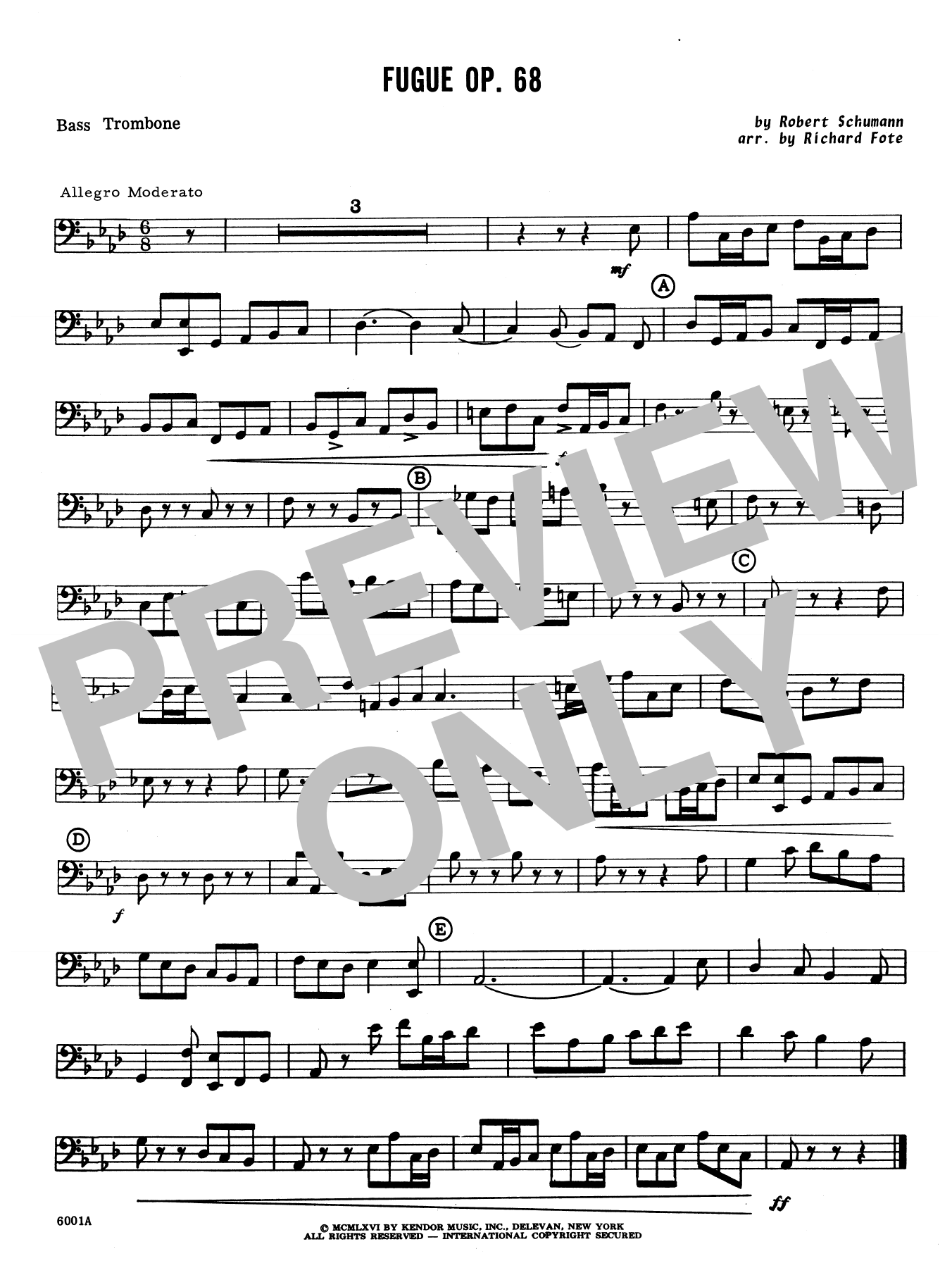 Fugue/Opus 68 - Bass Trombone (Brass Ensemble) von Richard Fote