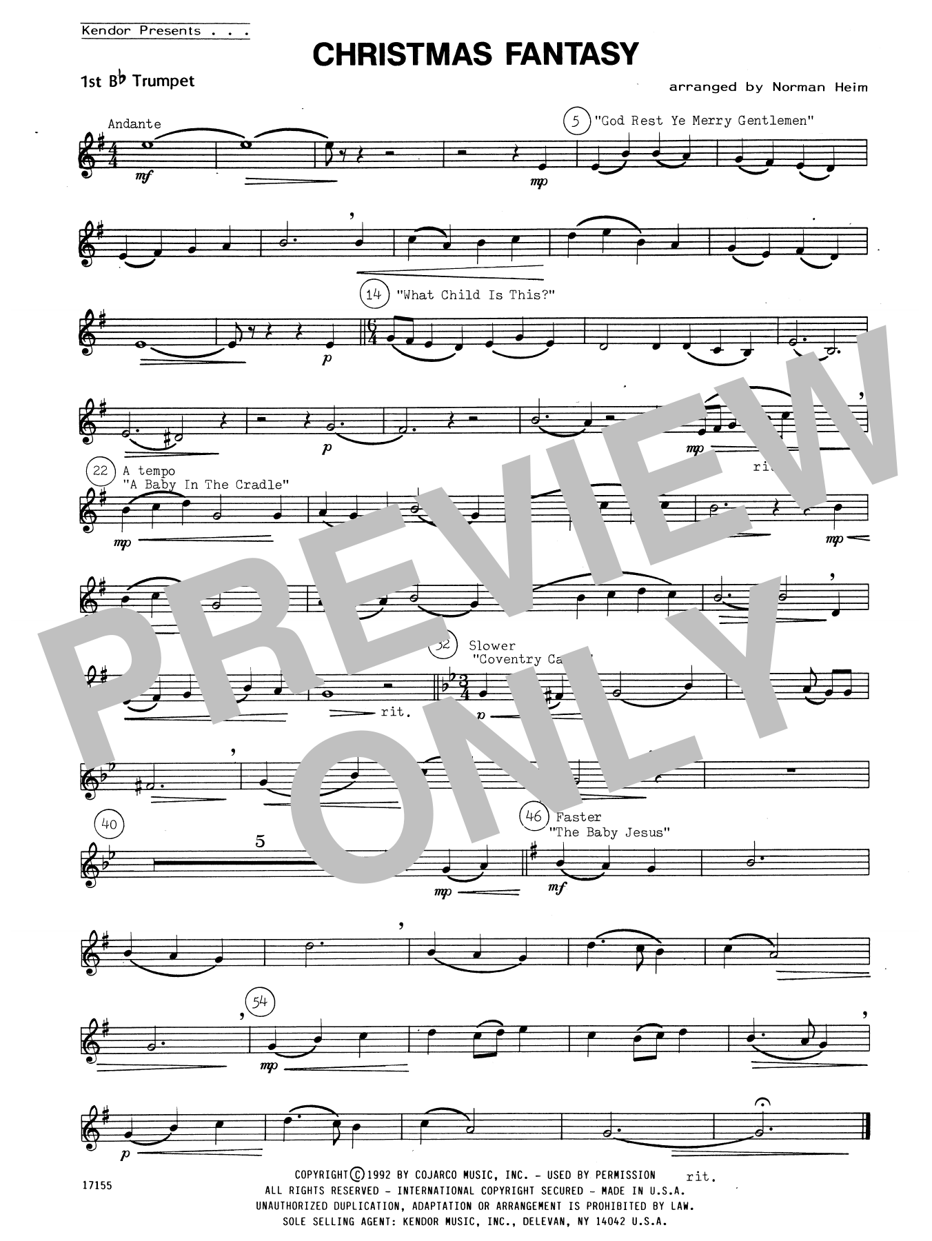 Christmas Fantasy - 1st Bb Trumpet (Brass Ensemble) von Norman Heim