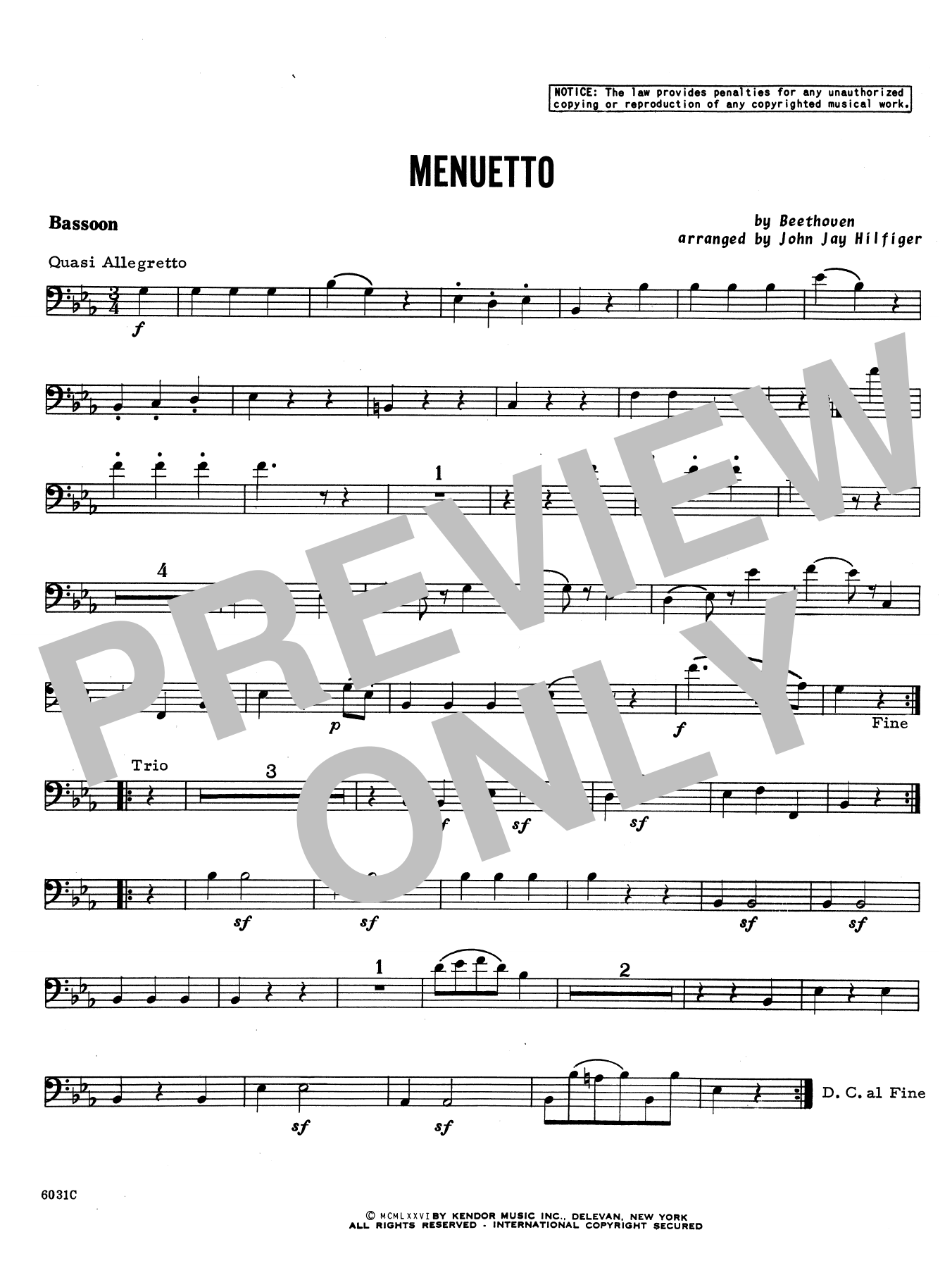 Menuetto - Bassoon (Woodwind Ensemble) von John Jay Hilfiger