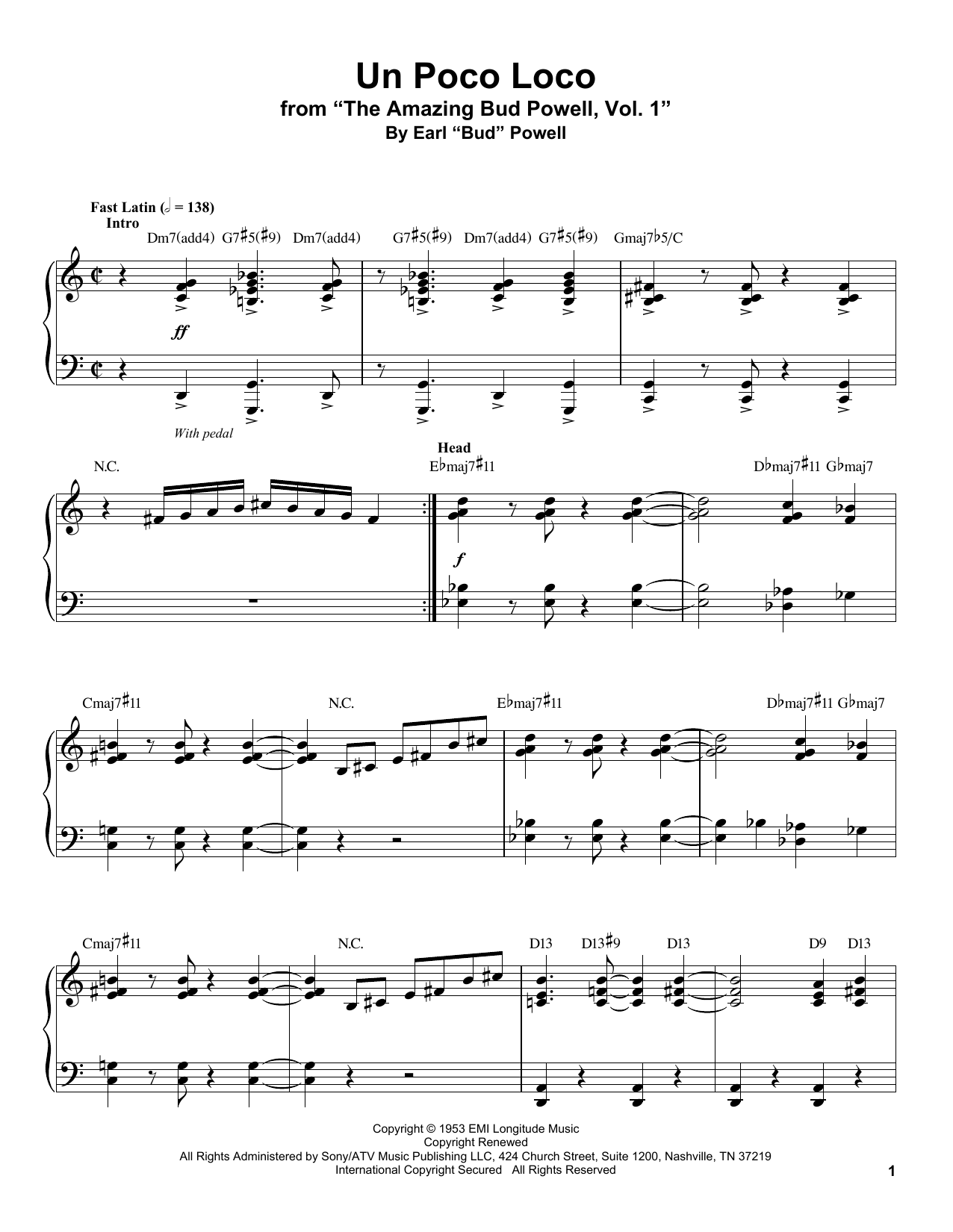 Un Poco Loco (Piano Transcription) von Earl 