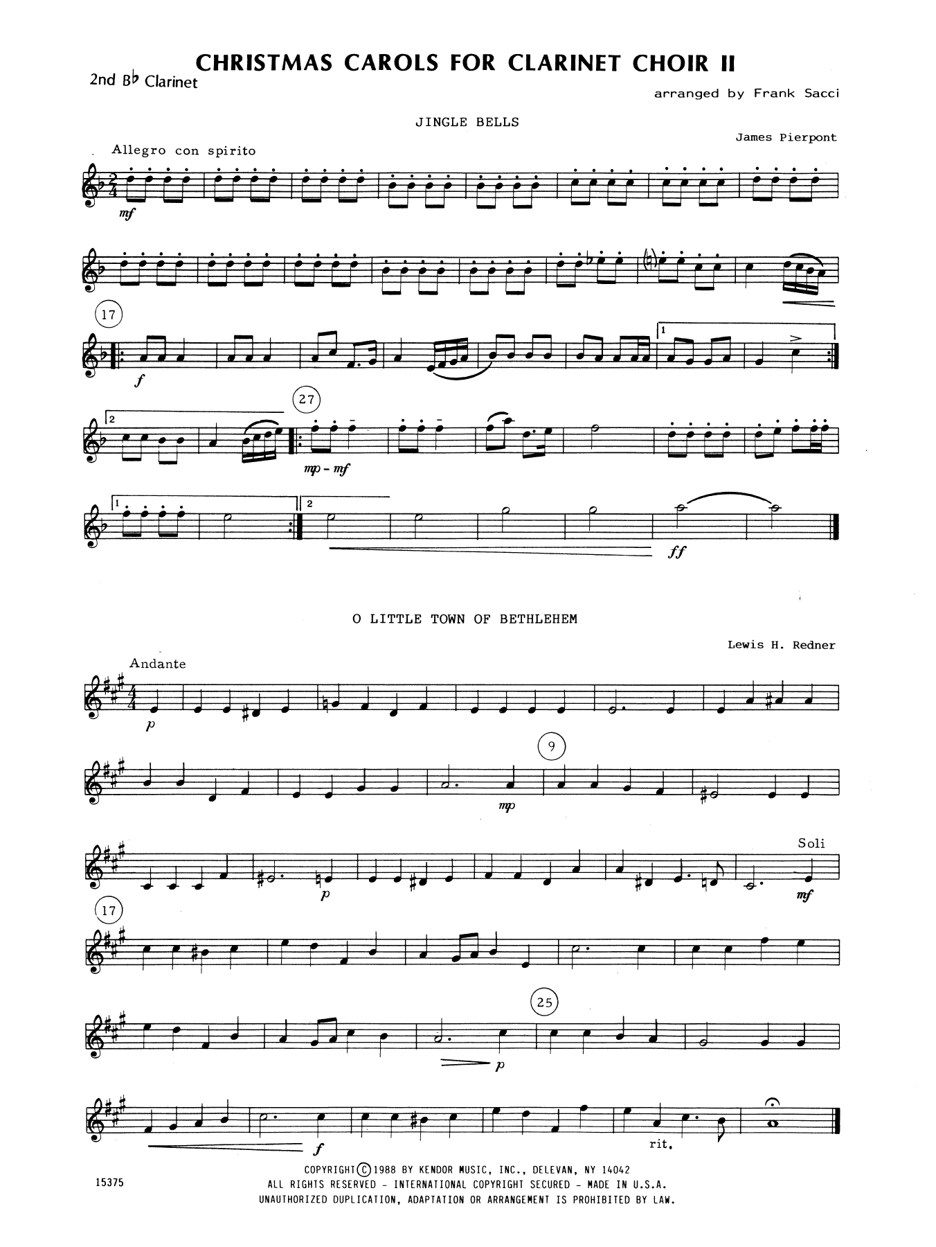 Christmas Carols For Clarinet Choir II - 2nd Bb Clarinet (Woodwind Ensemble) von Frank J. Sacci