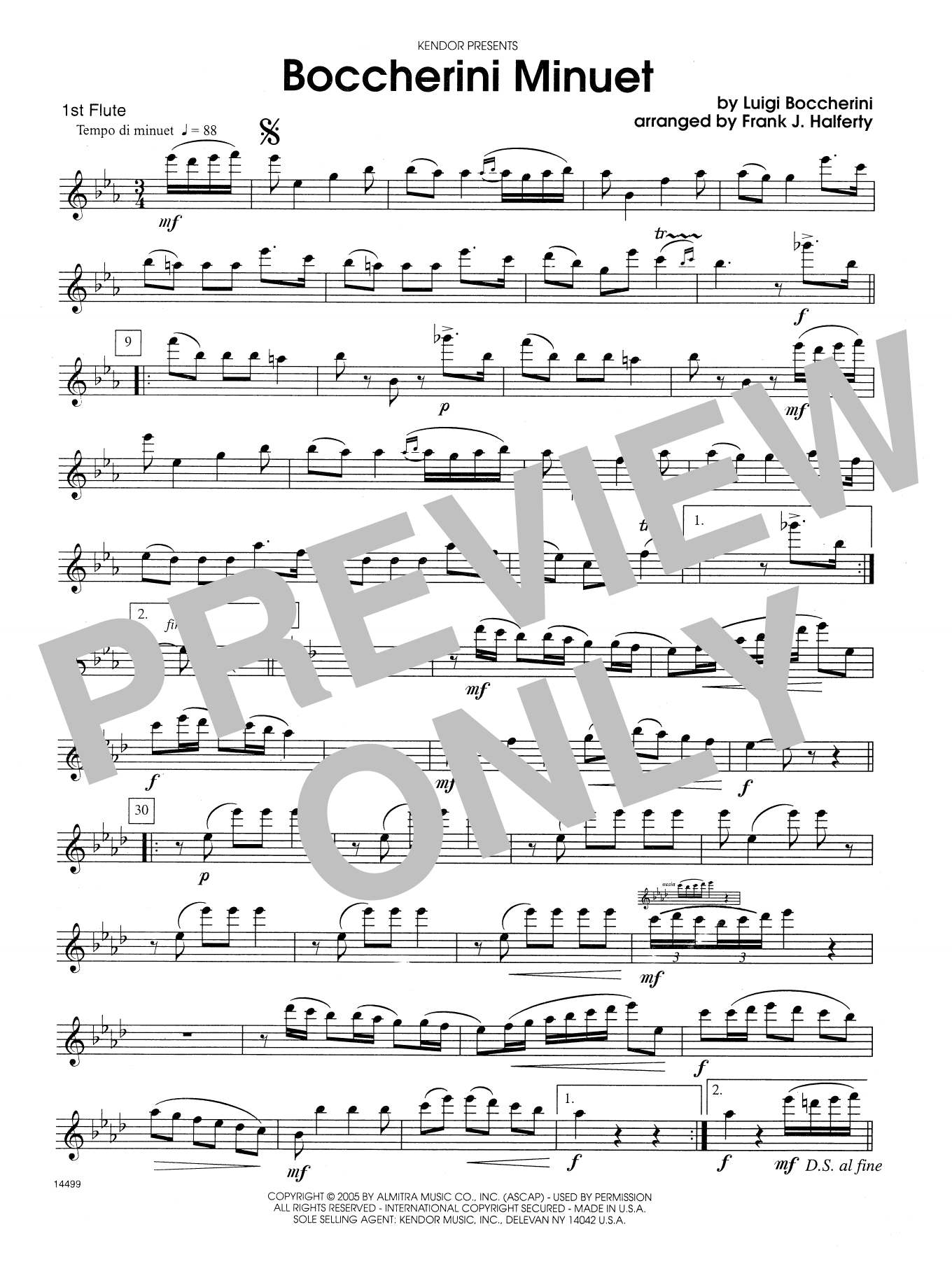 Boccherini Minuet - 1st Flute (Woodwind Ensemble) von Frank J. Halferty