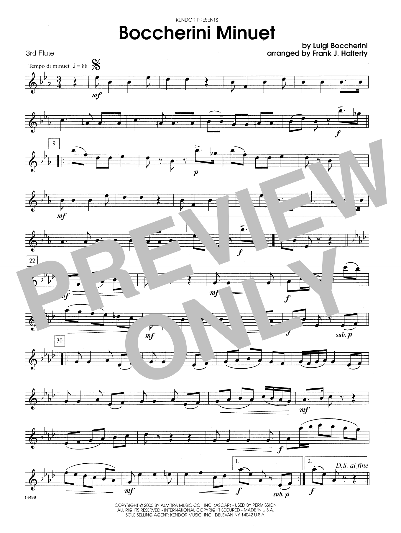 Boccherini Minuet - 3rd C Flute (Woodwind Ensemble) von Frank J. Halferty