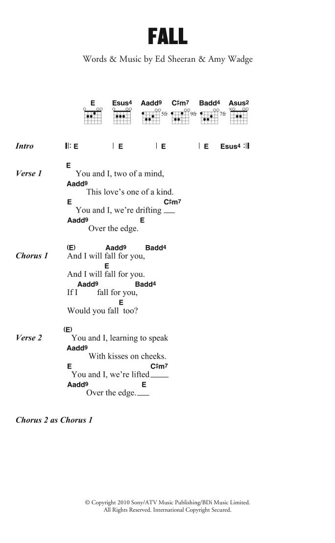 Fall (Guitar Chords/Lyrics) von Ed Sheeran