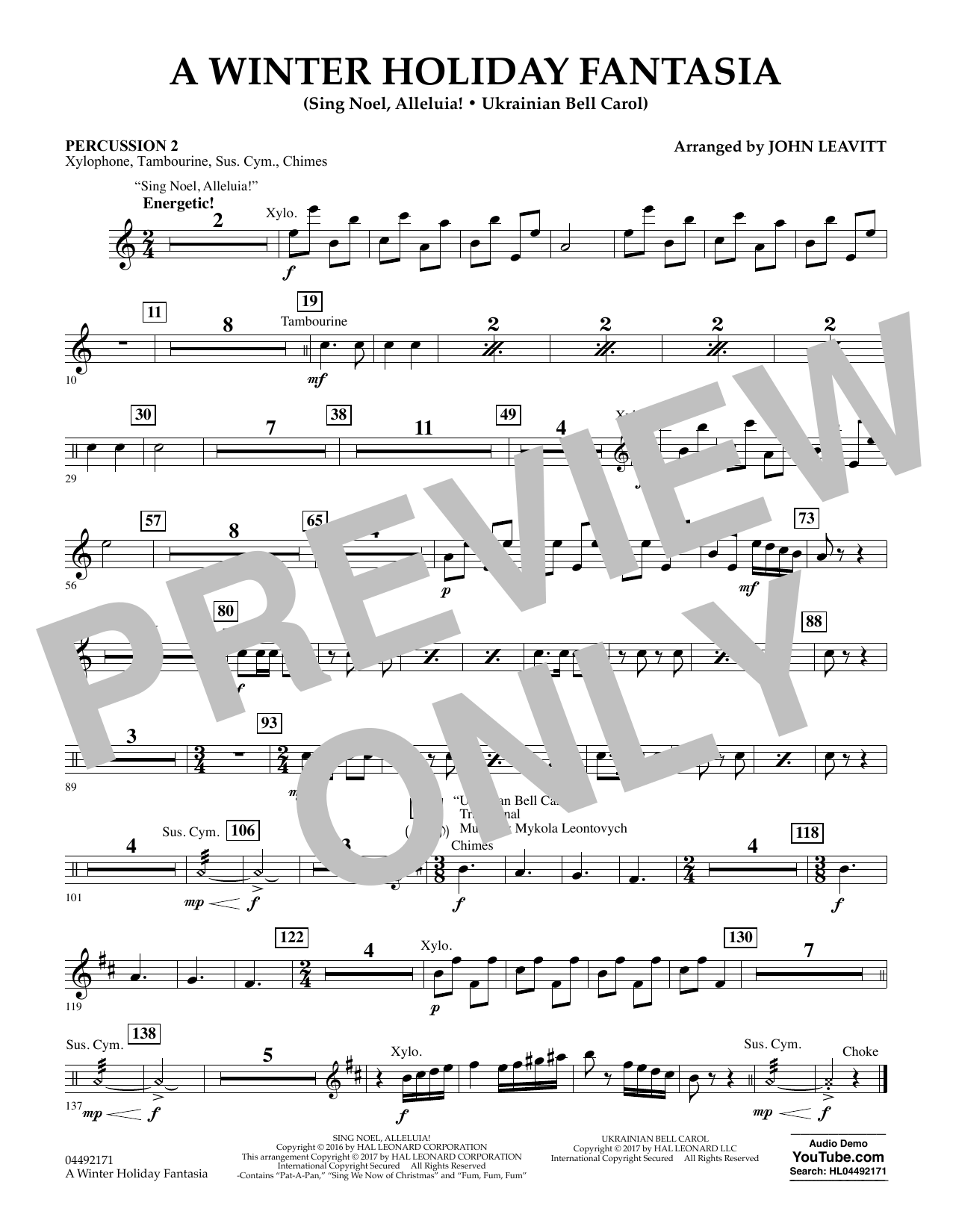 A Winter Holiday Fantasia - Percussion 2 (Orchestra) von John Leavitt