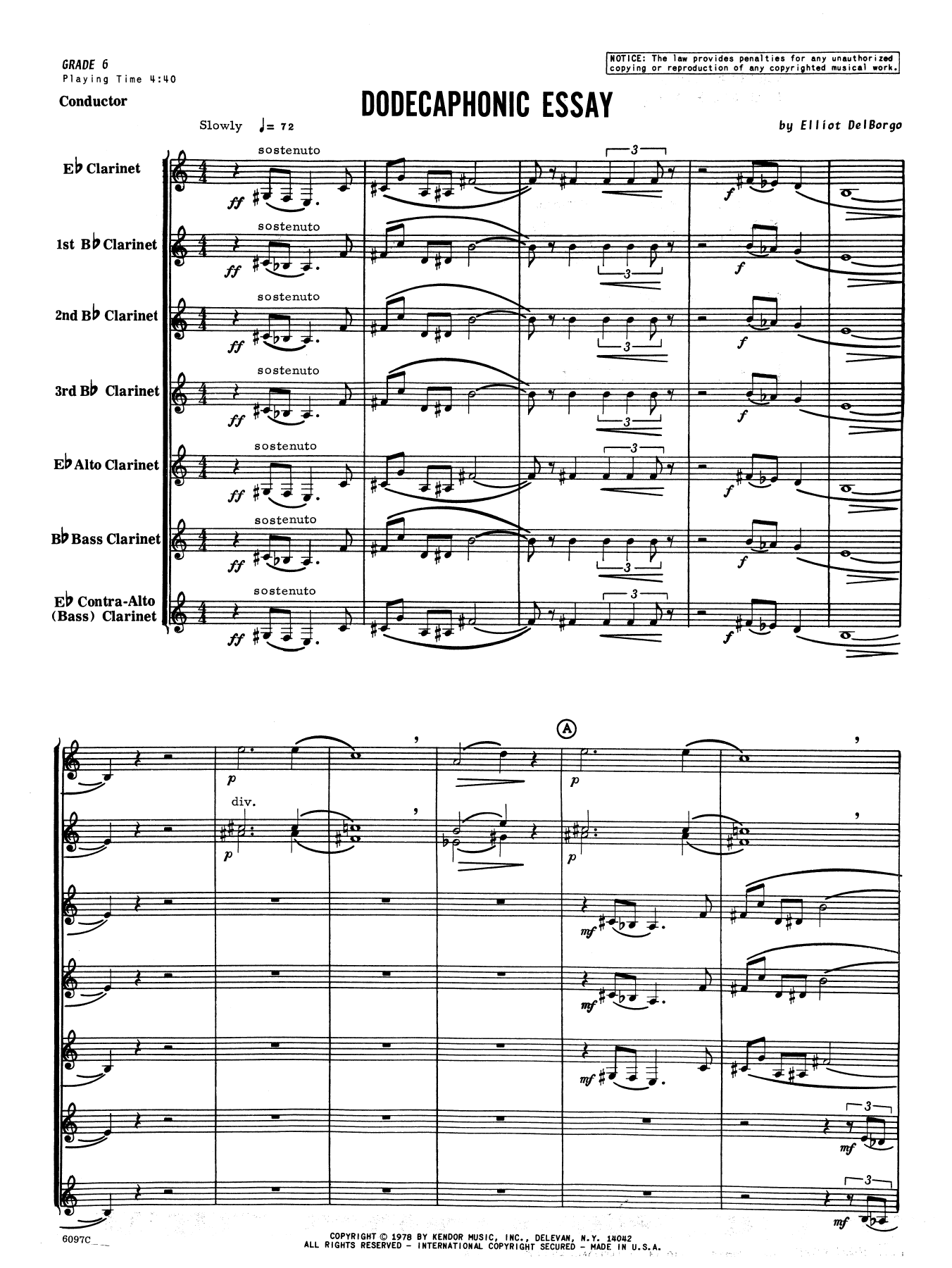 Dodecaphonic Essay - Full Score (Woodwind Ensemble) von Elliot A. Del Borgo