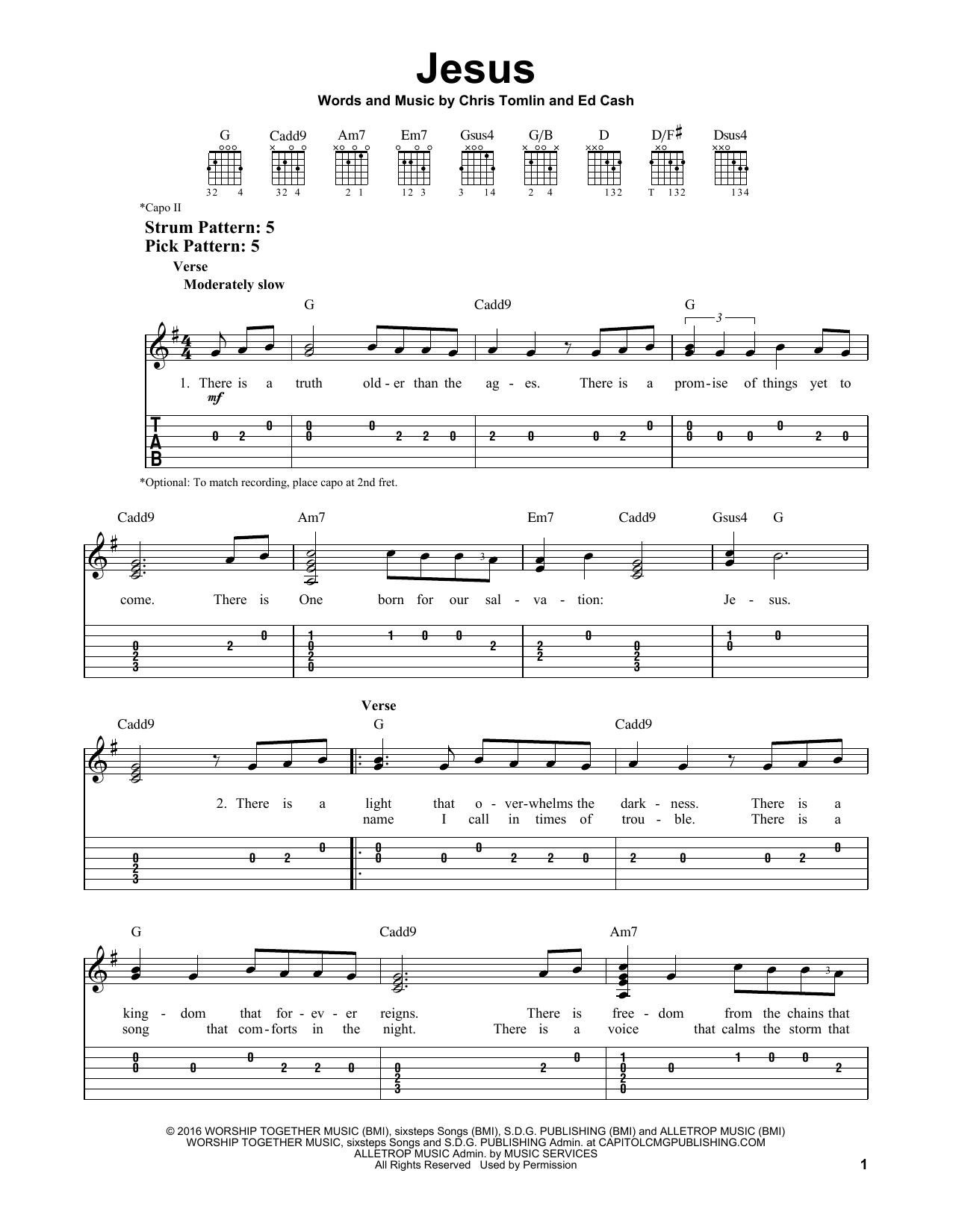 Jesus (Easy Guitar Tab) von Chris Tomlin