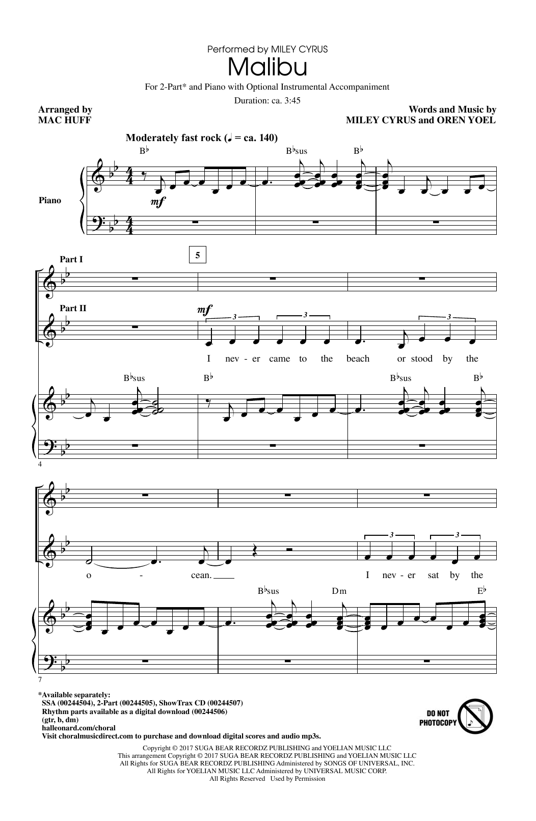 Malibu (2-Part Choir) von Mac Huff