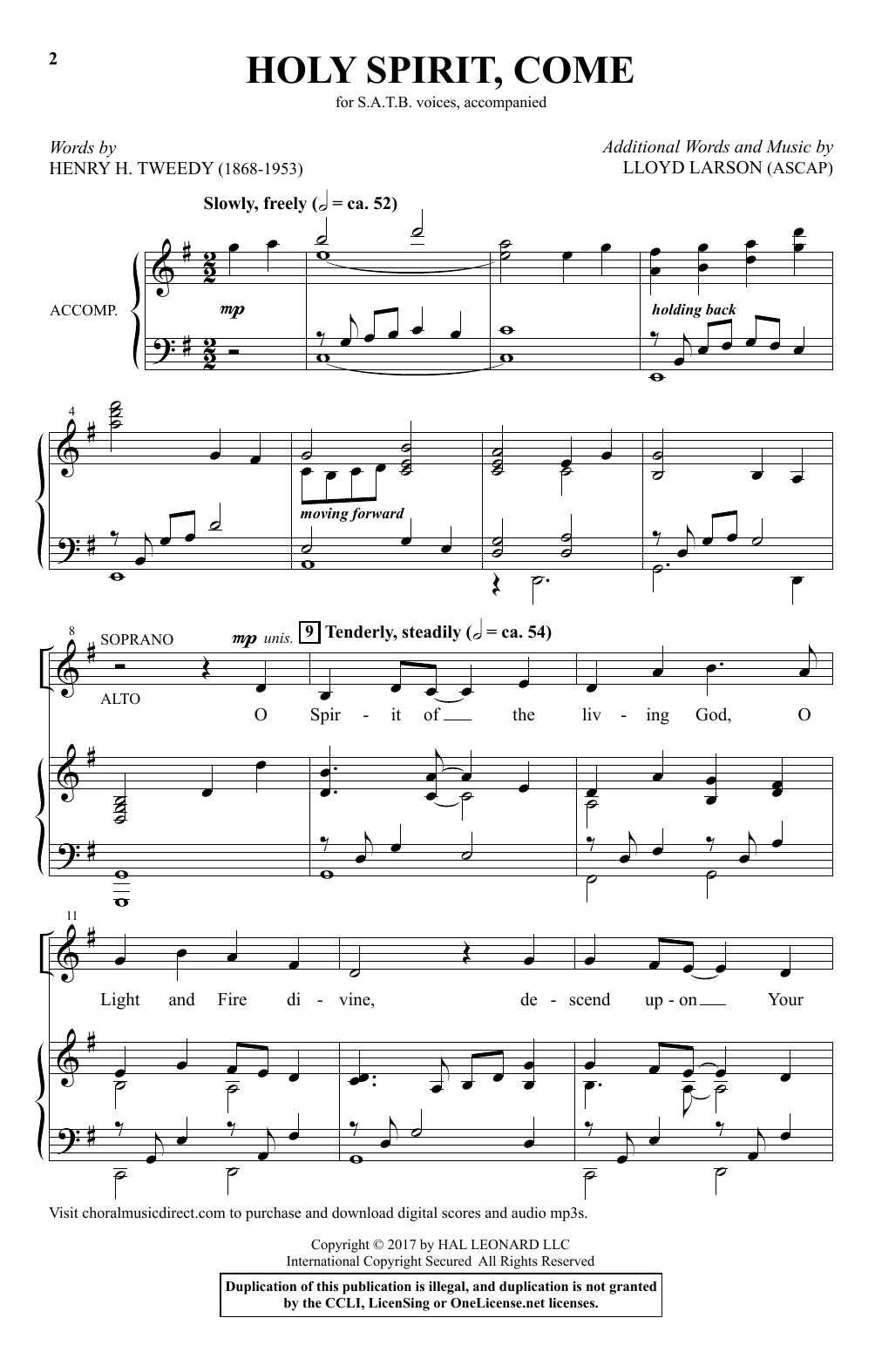 Holy Spirit, Come (SATB Choir) von Lloyd Larson