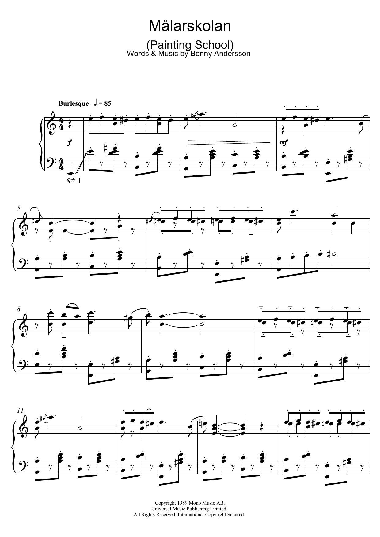 Malarskolan (Piano Solo) von Benny Andersson