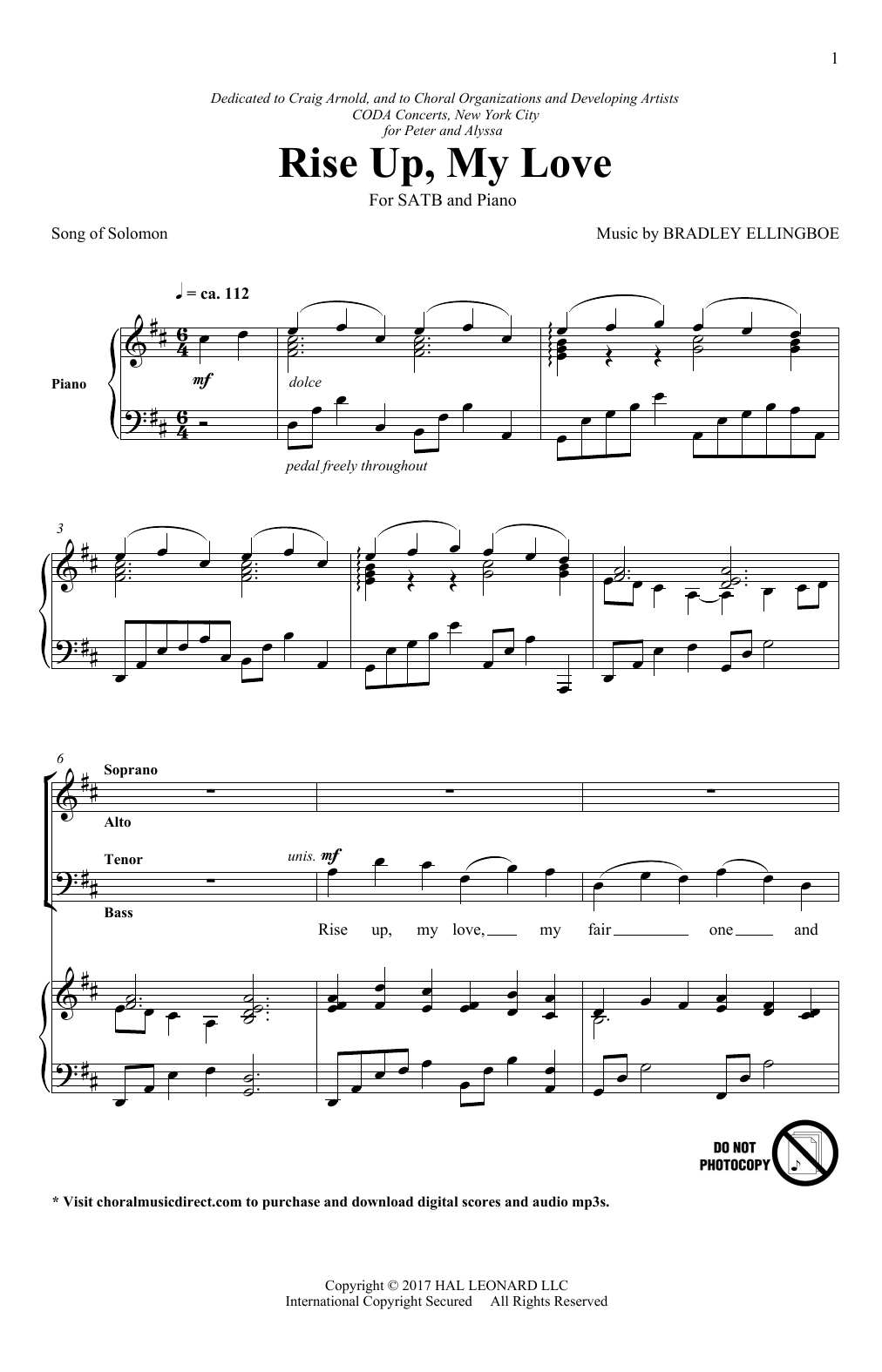 Rise Up, My Love (SATB Choir) von Bradley Ellingboe