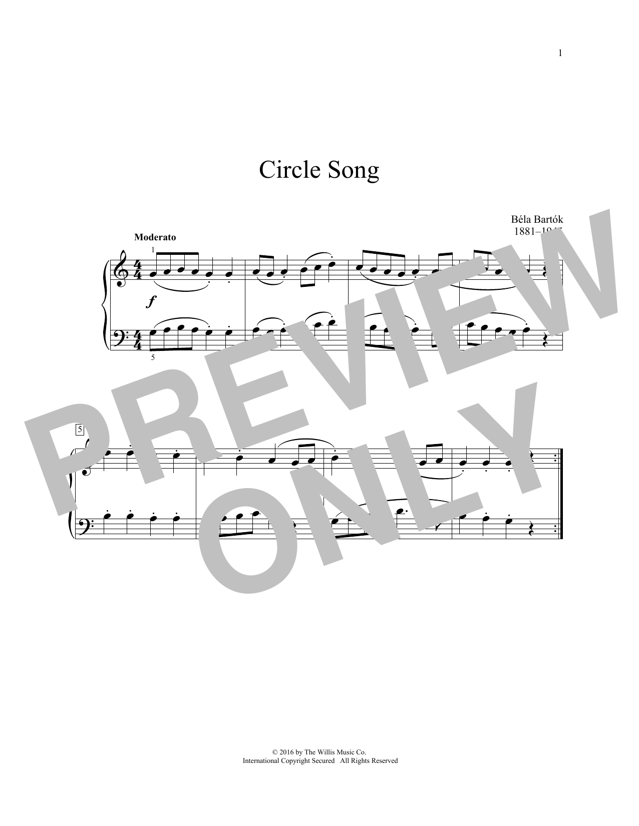 Circle Song (Educational Piano) von Bela Bartok