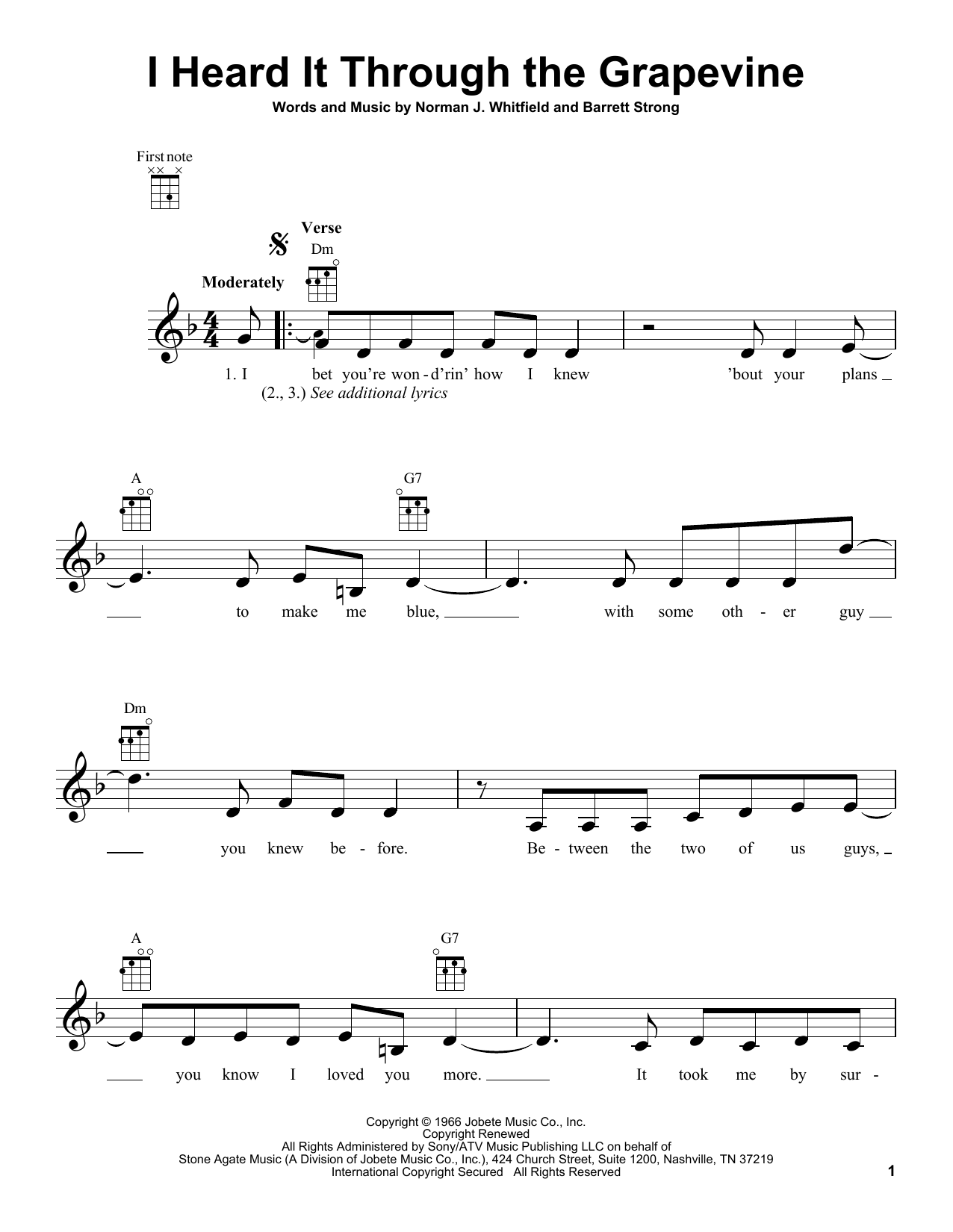 I Heard It Through The Grapevine (Ukulele) von Marvin Gaye