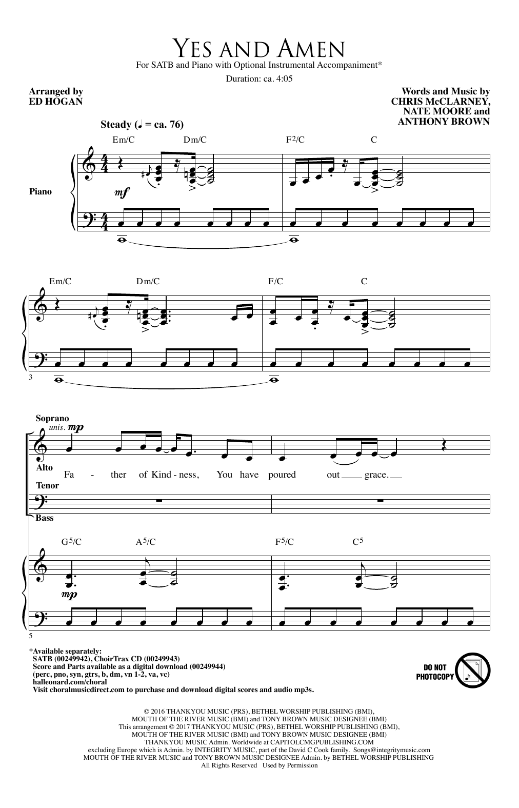 Yes And Amen (SATB Choir) von Ed Hogan