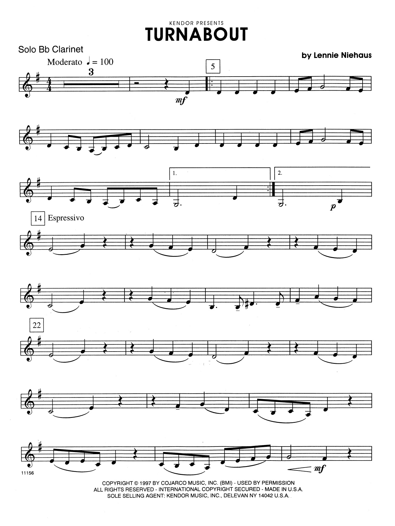 Turnabout - Bb Clarinet (Woodwind Solo) von Lennie Niehaus