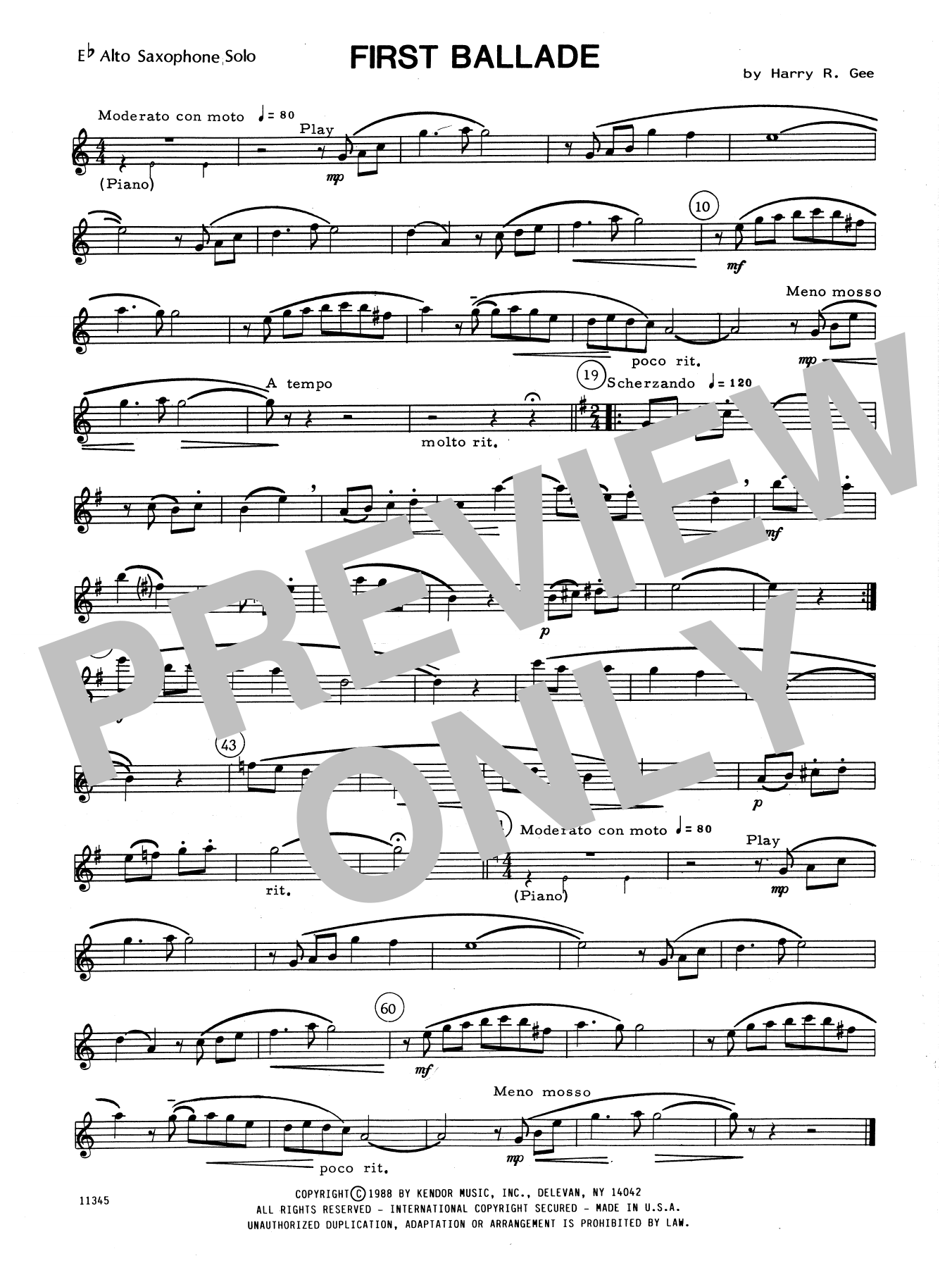 First Ballade - Eb Alto Saxophone (Woodwind Solo) von Harry Gee