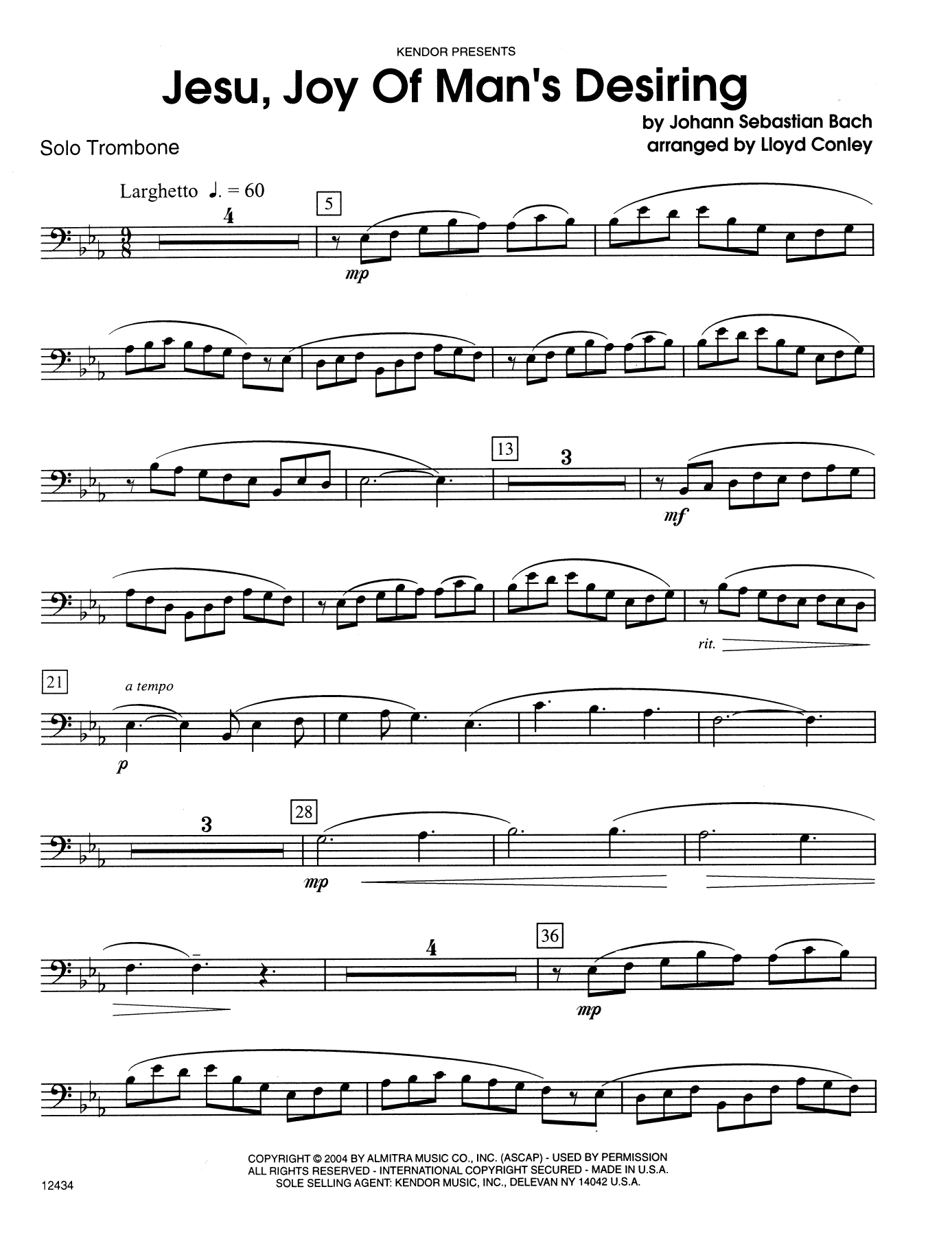 Jesu, Joy of Man's Desiring - Trombone (Brass Solo) von Lloyd Conley