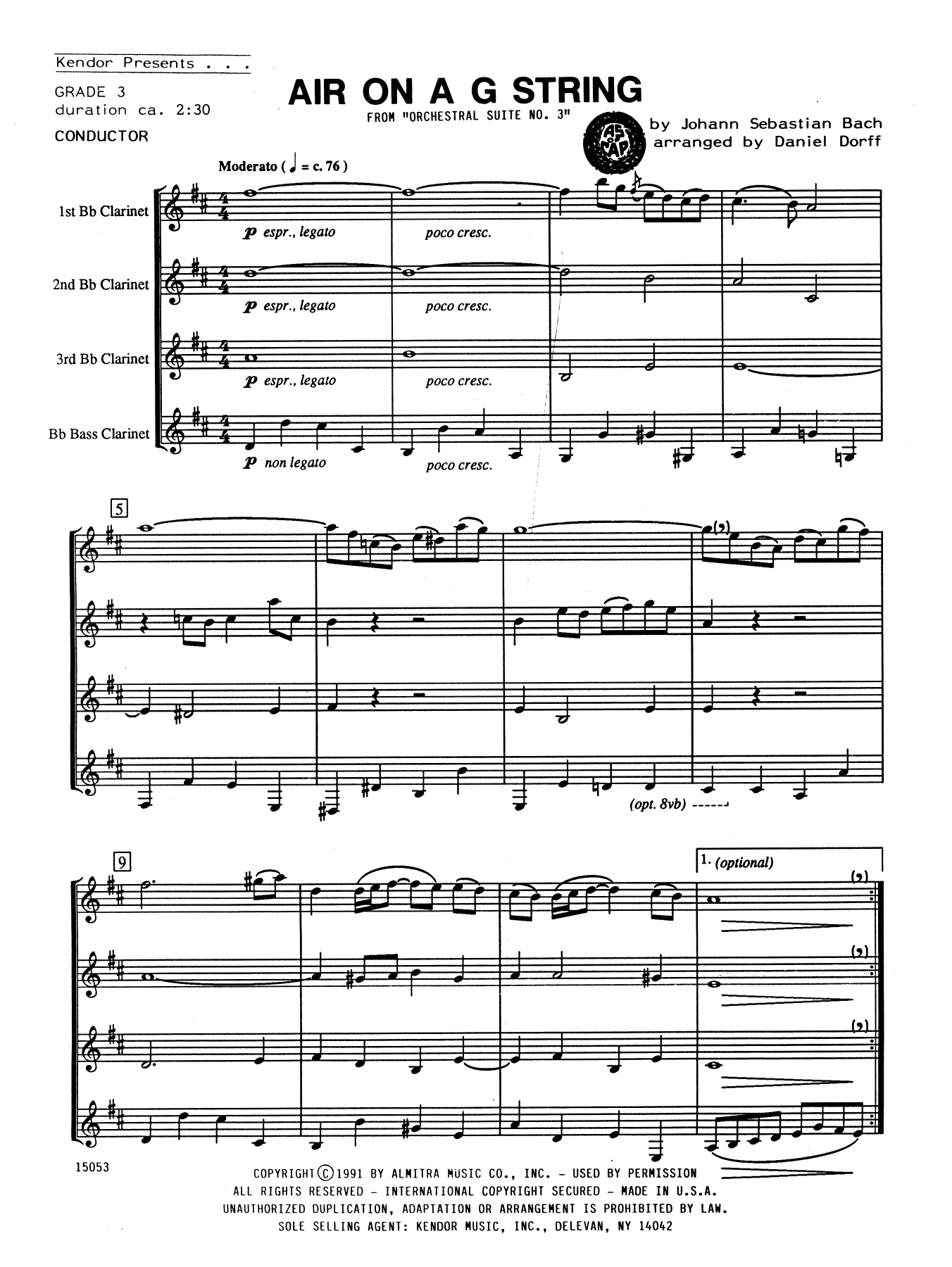 Air On A G String - Full Score (Woodwind Ensemble) von Daniel Dorff