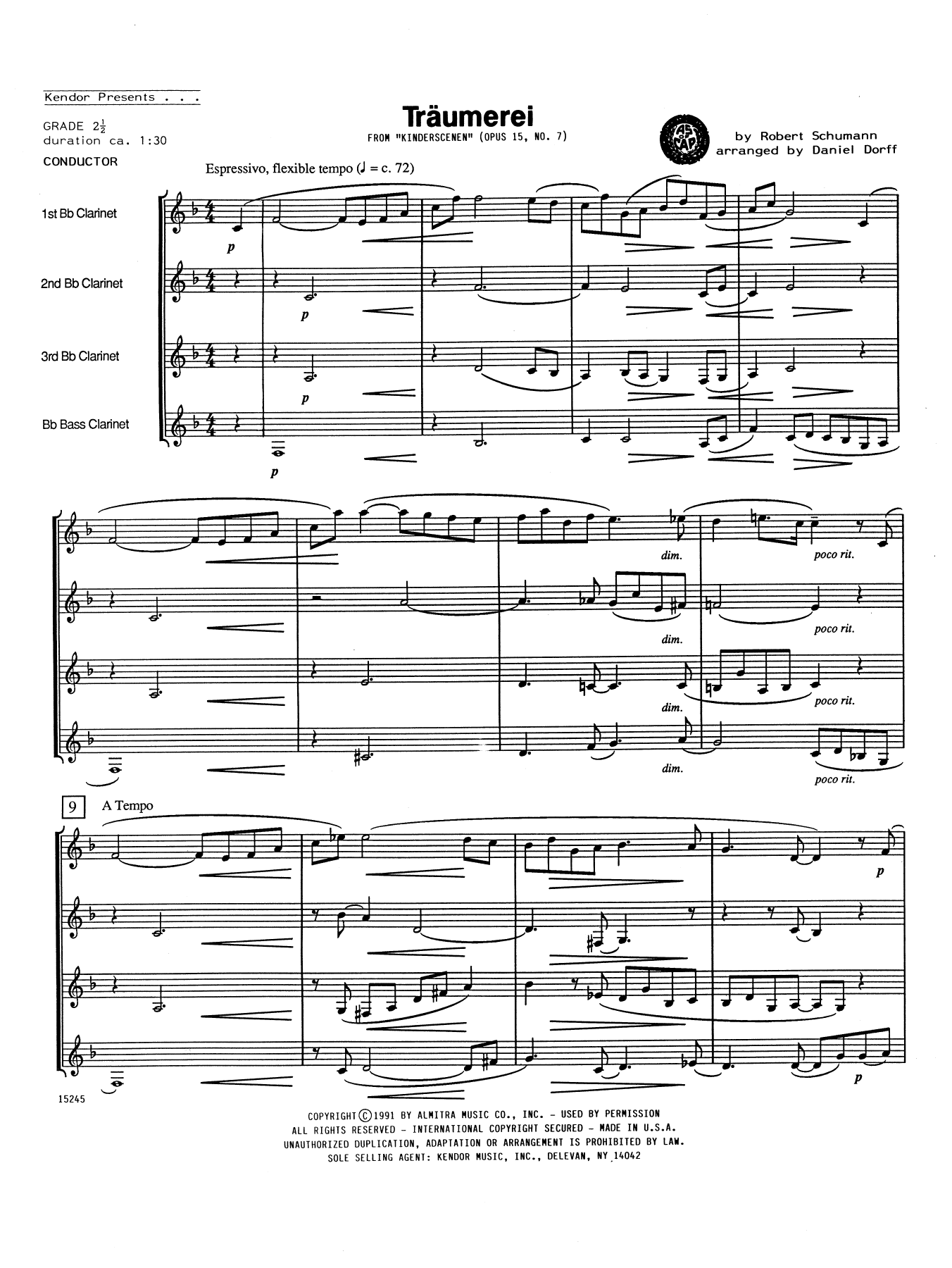 Traumerei - Full Score (Woodwind Ensemble) von Daniel Dorff