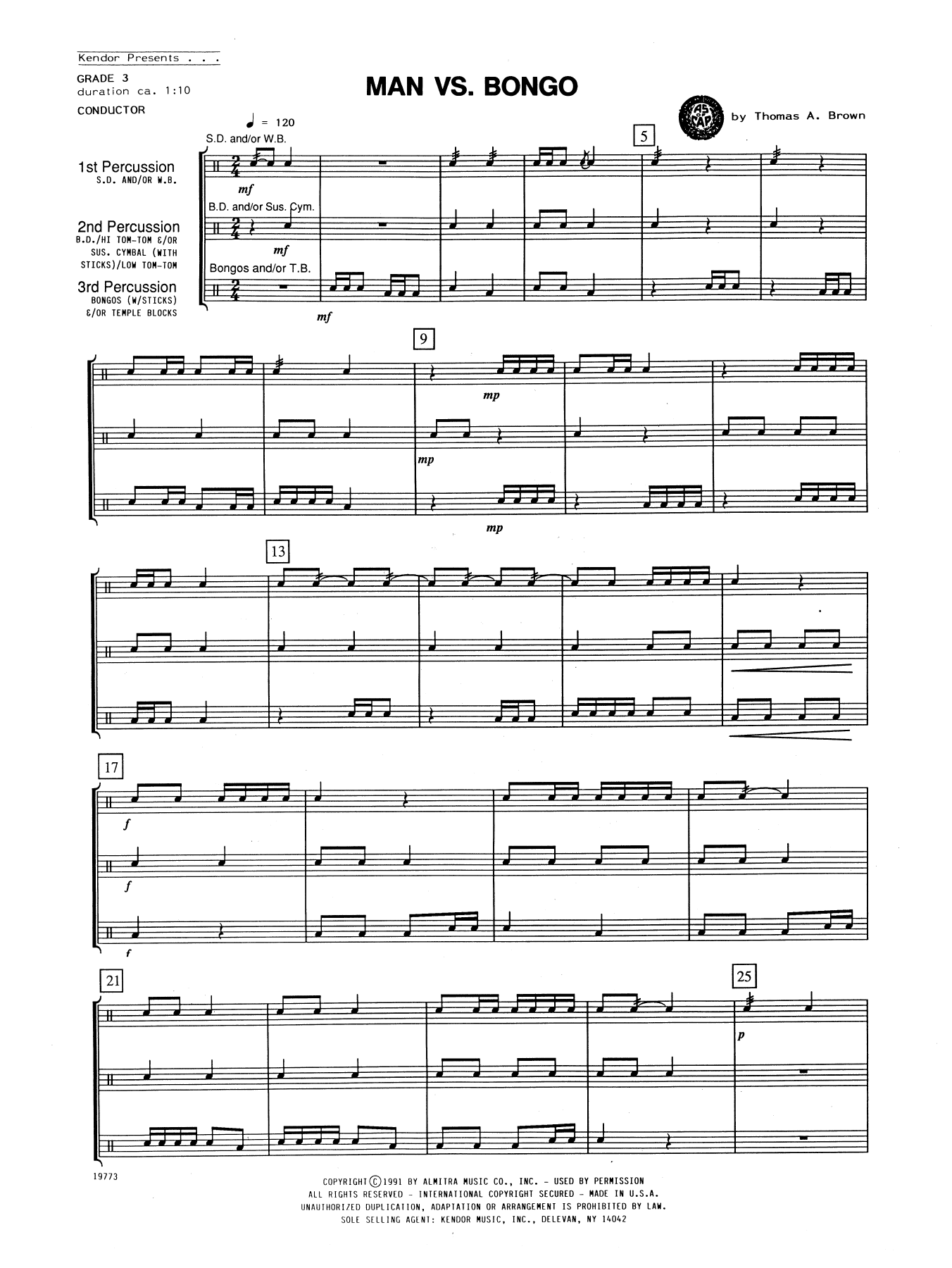 Man Vs. Bongo - Full Score (Percussion Ensemble) von Tom Brown