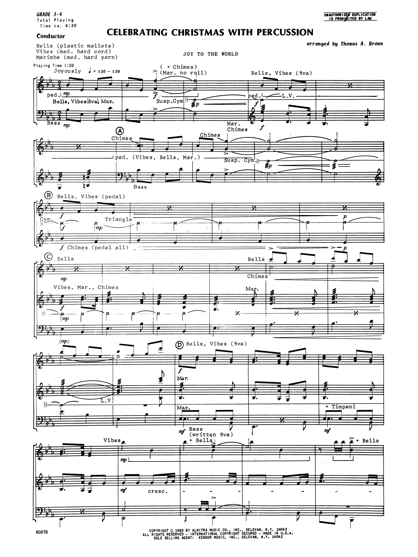 Celebrating Christmas With Percussion, Part 1 - Full Score (Percussion Ensemble) von Tom Brown