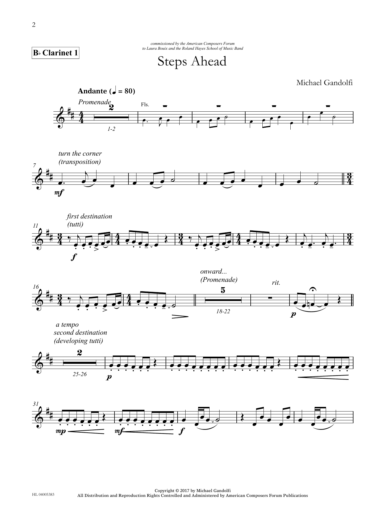 Steps Ahead - Bb Clarinet 1 (Concert Band) von Michael Gandolfi