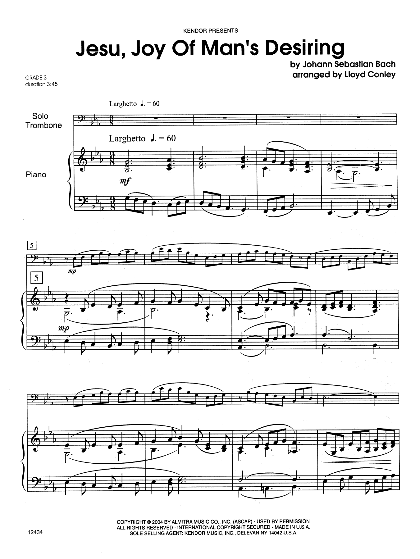 Jesu, Joy of Man's Desiring - Piano Accompaniment (Brass Solo) von Lloyd Conley