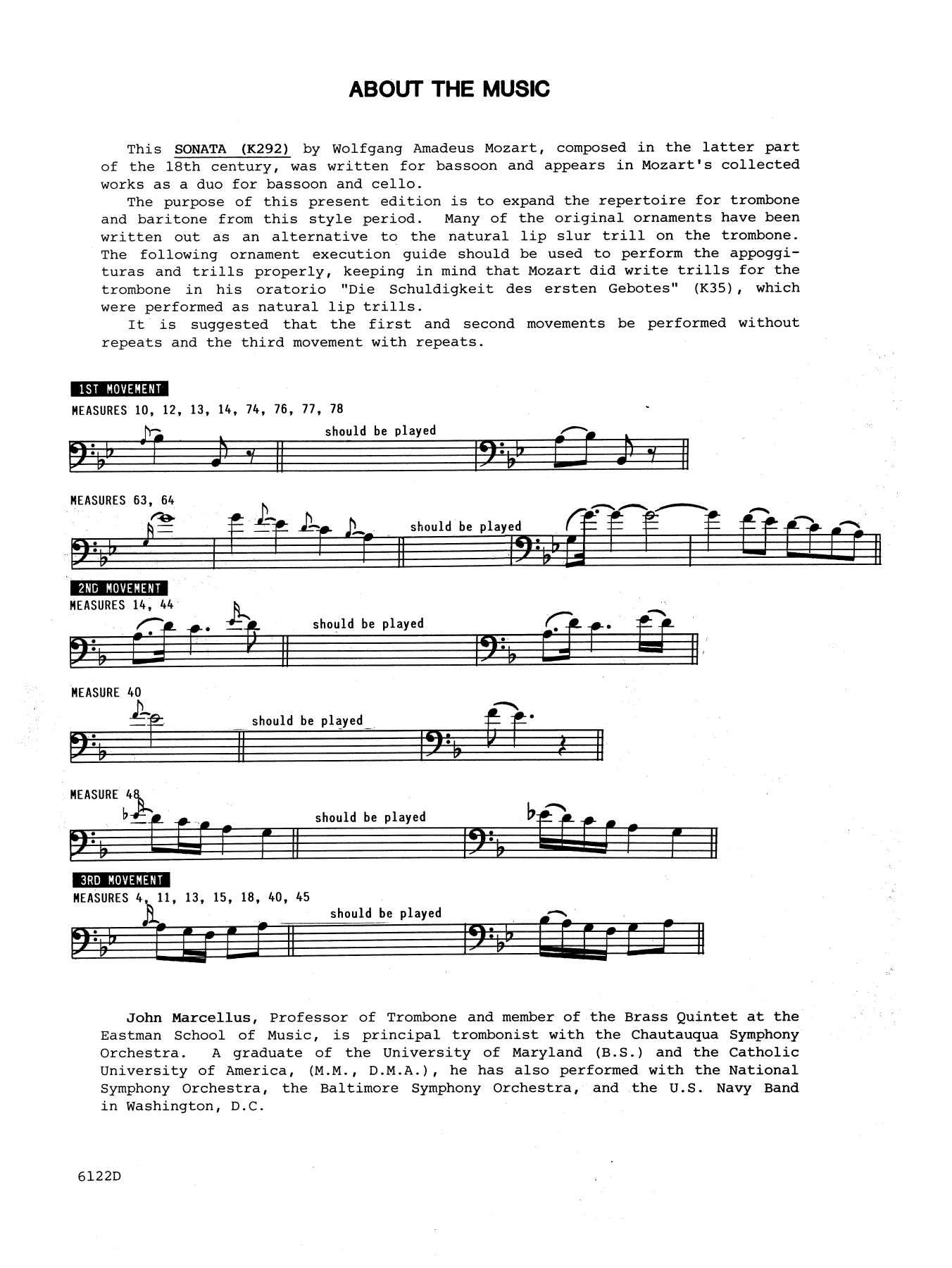 Sonata In Bb Major (K292) - Piano Accompaniment (Brass Solo) von John Marcellus