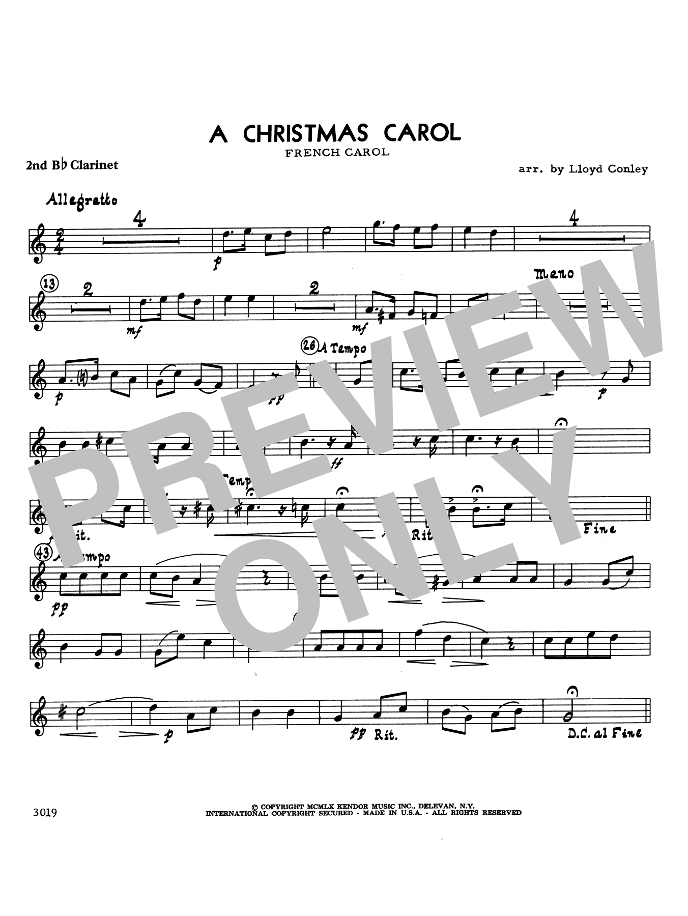 A Christmas Carol - 2nd Bb Clarinet (Woodwind Ensemble) von Lloyd Conley