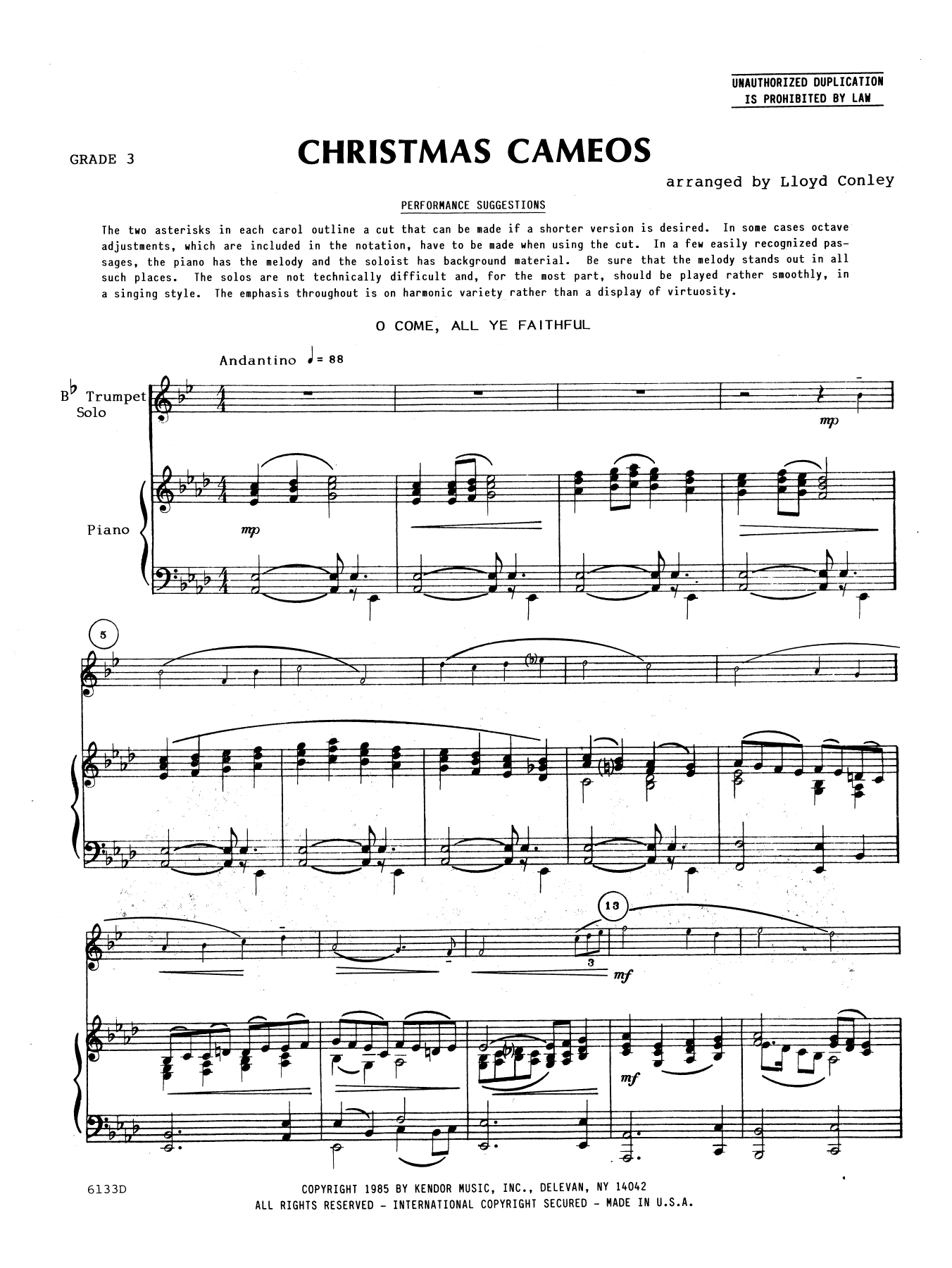 Christmas Cameos - Piano Accompaniment (Brass Solo) von Lloyd Conley