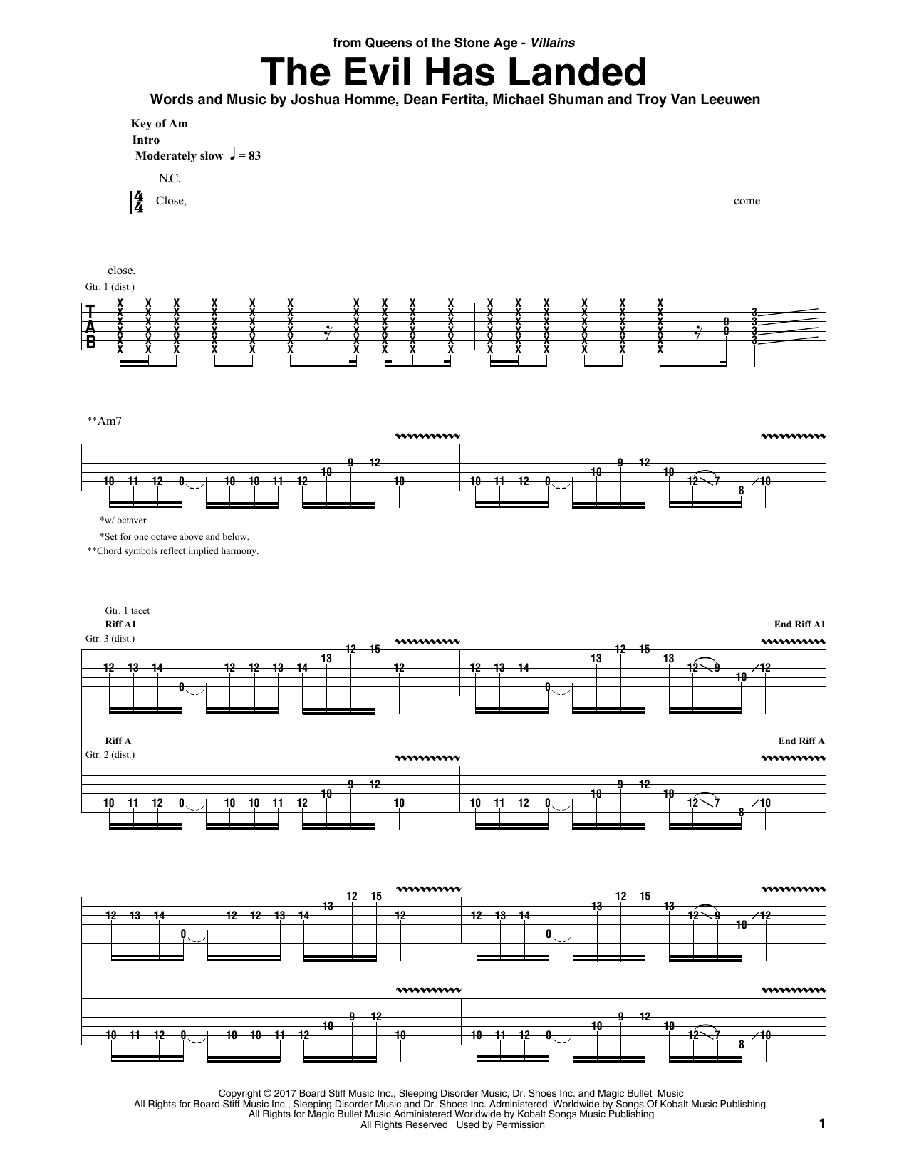 The Evil Has Landed (Guitar Rhythm Tab) von Queens Of The Stone Age