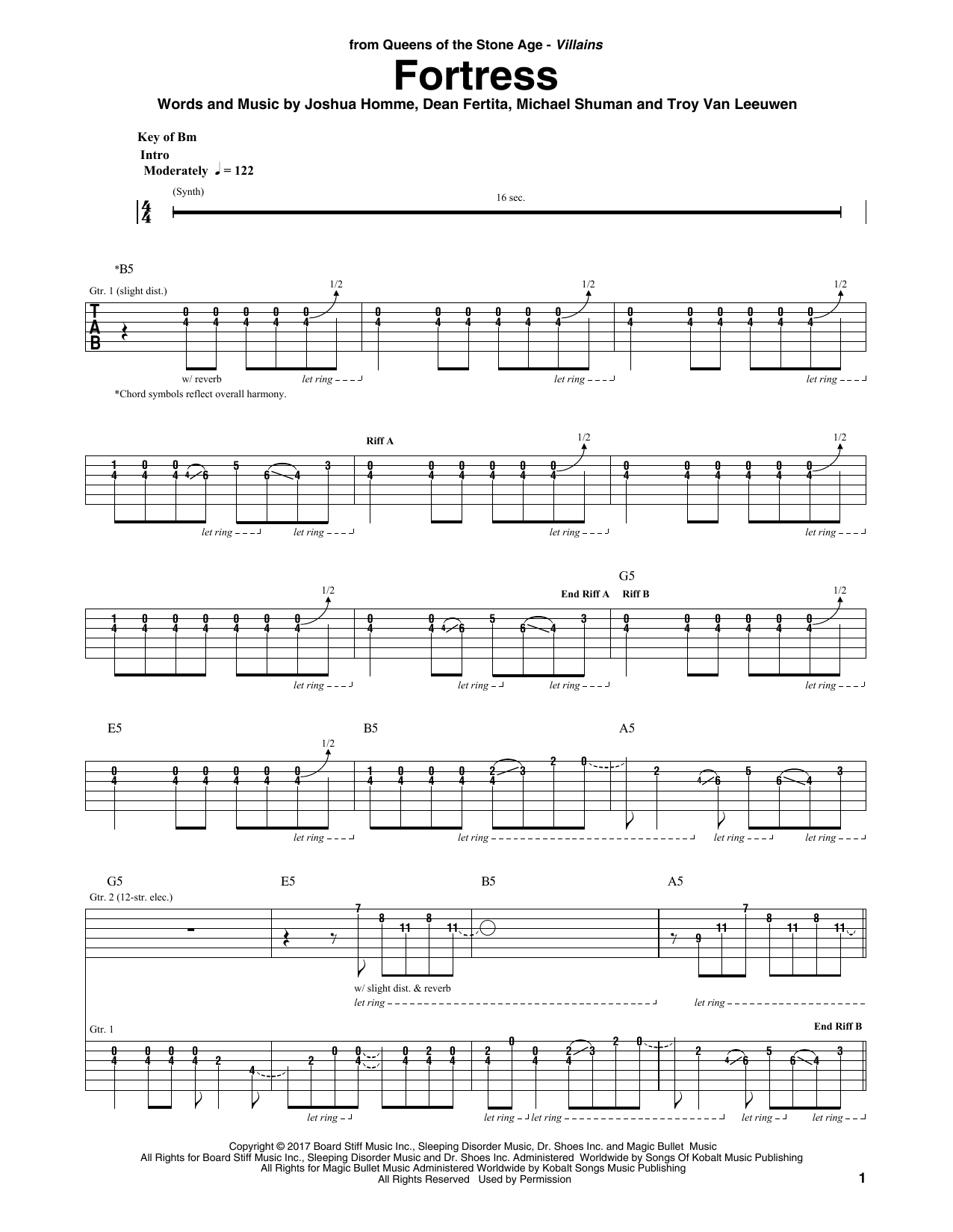 Fortress (Guitar Rhythm Tab) von Queens Of The Stone Age