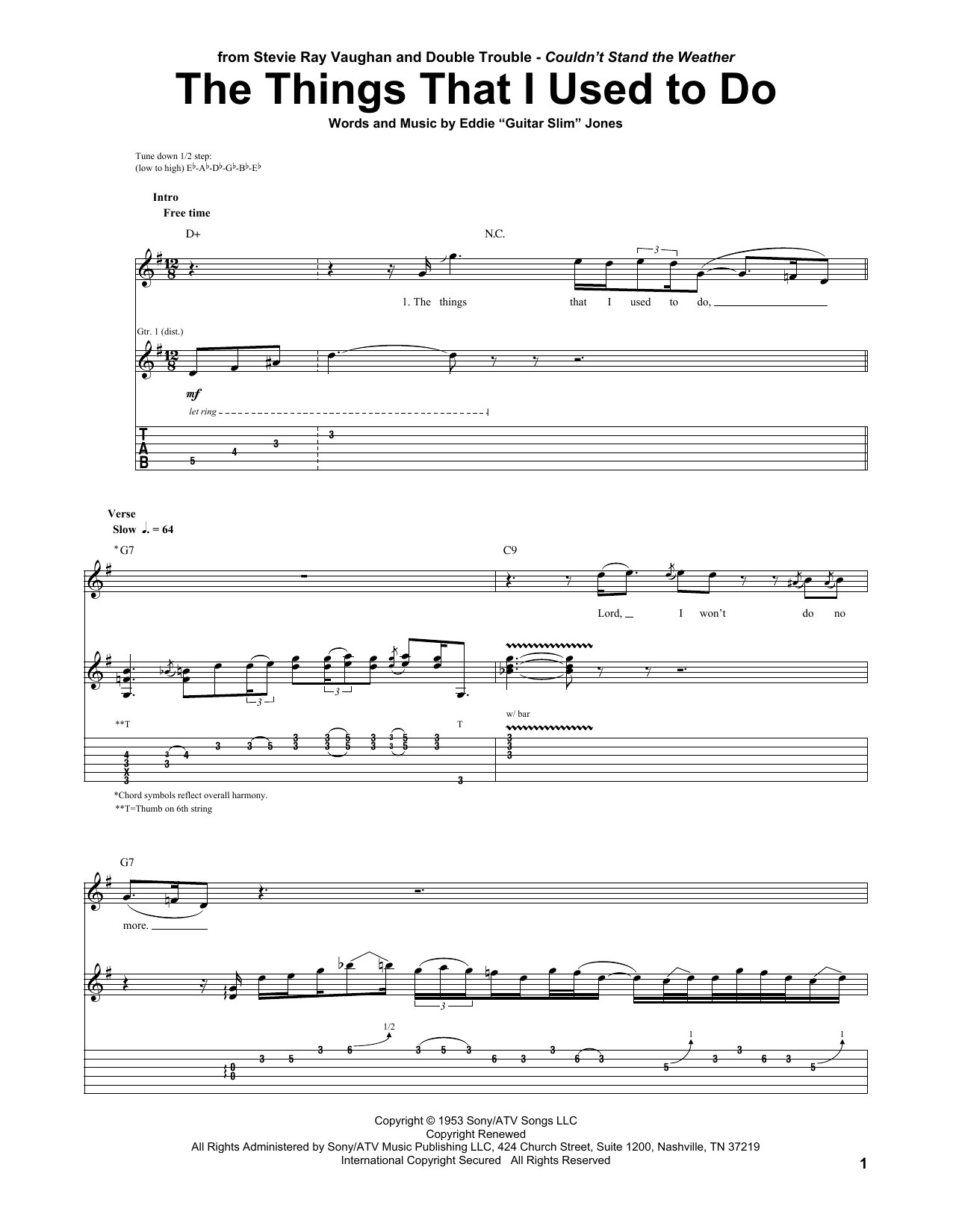 The Things That I Used To Do (Guitar Tab) von Stevie Ray Vaughan