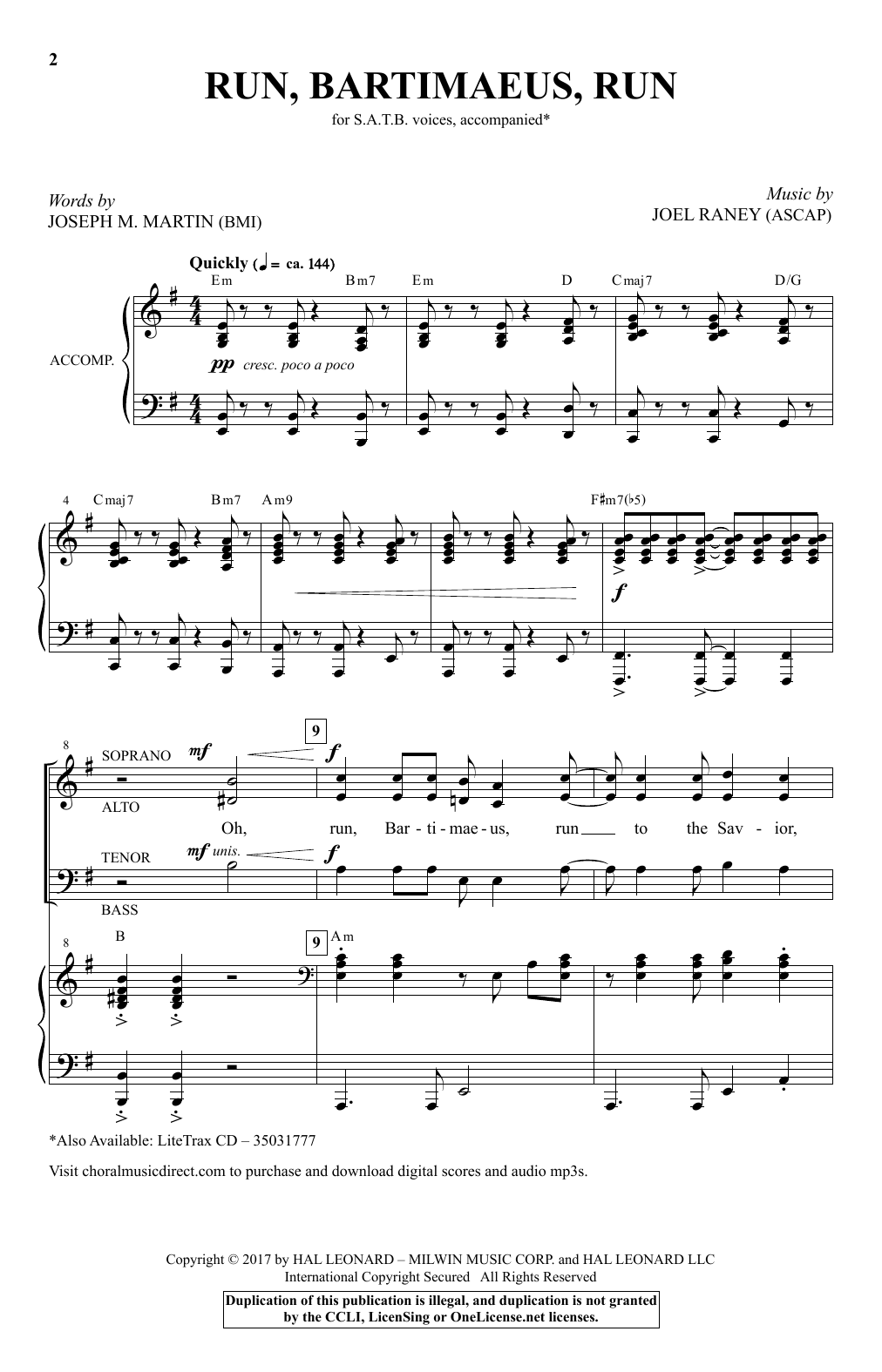 Run Bartimaeus, Run (SATB Choir) von Joel Raney