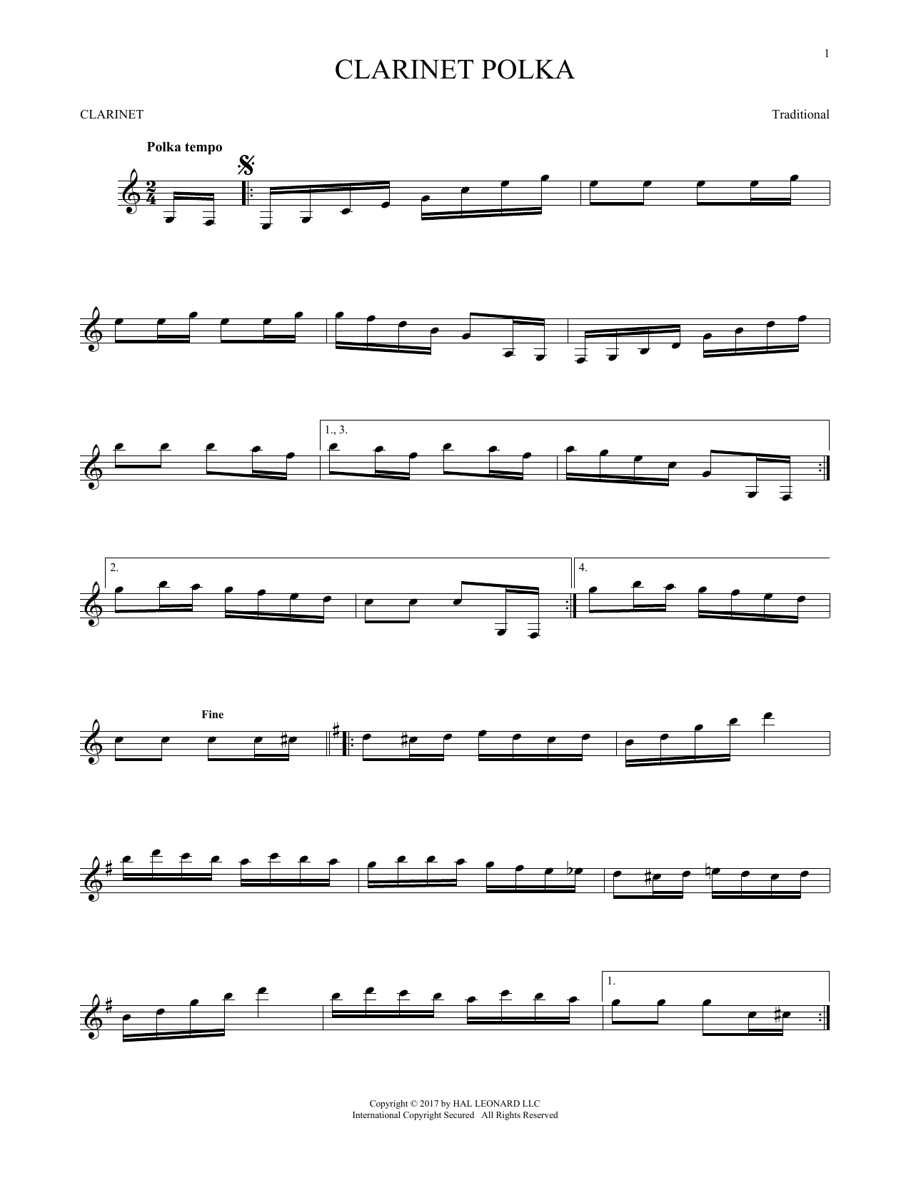 Clarinet Polka (Clarinet Solo) von Traditional