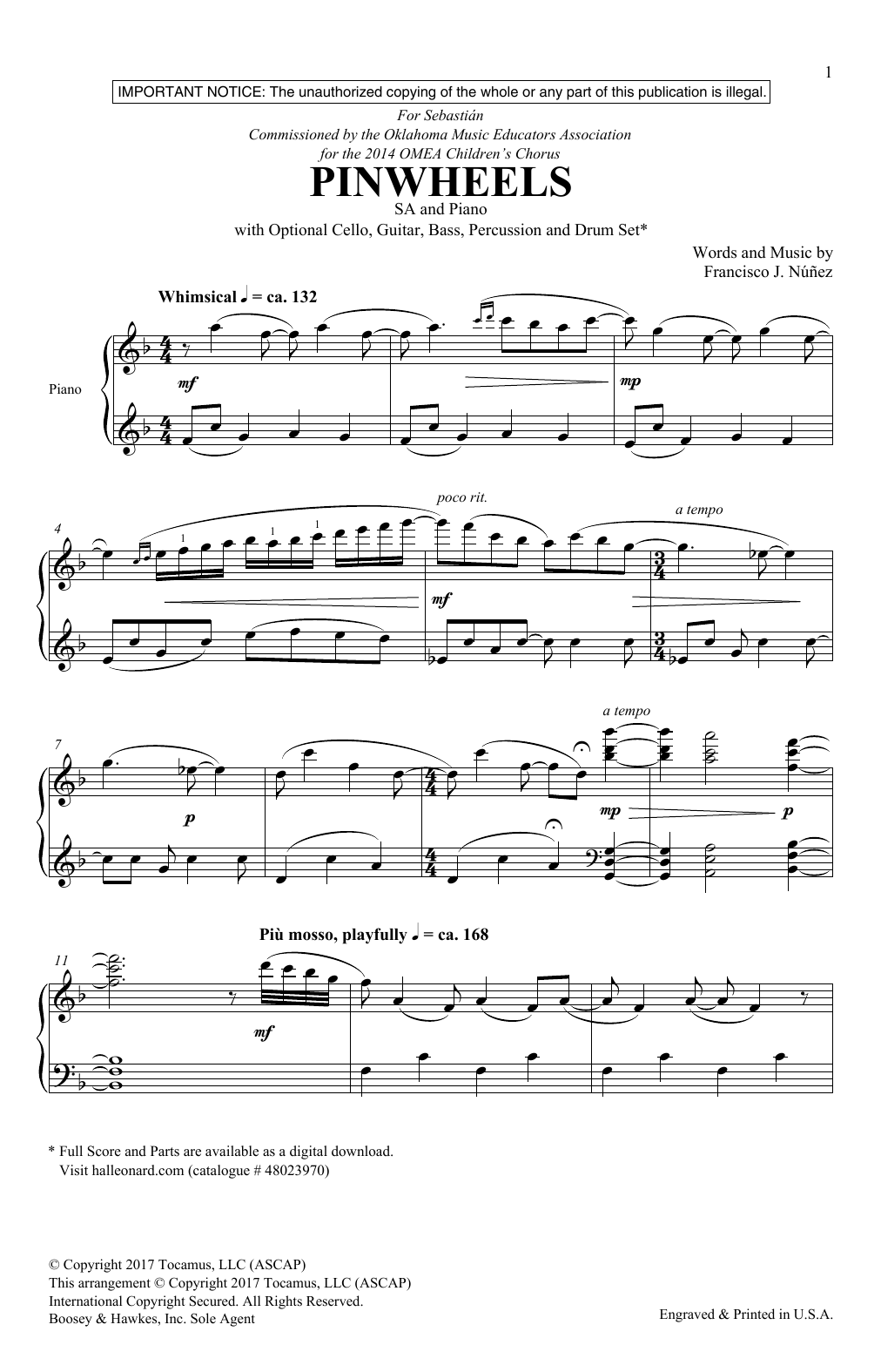 Pinwheels (2-Part Choir) von Francisco Nunez