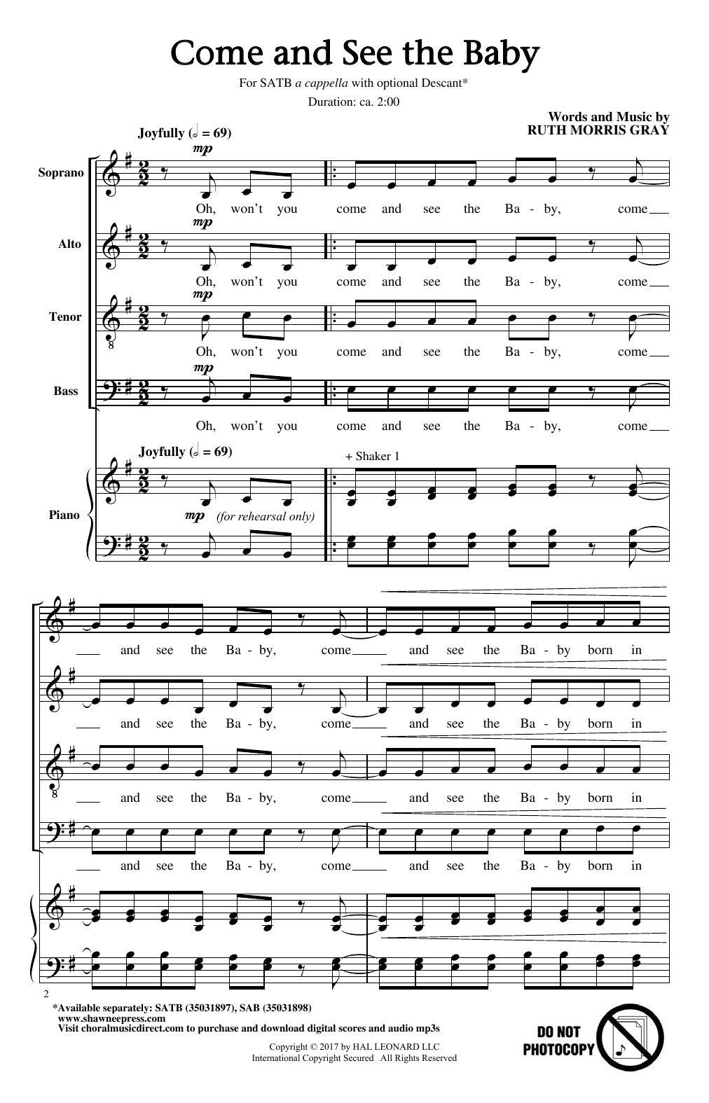 Come And See The Baby (SATB Choir) von Ruth Morris Gray