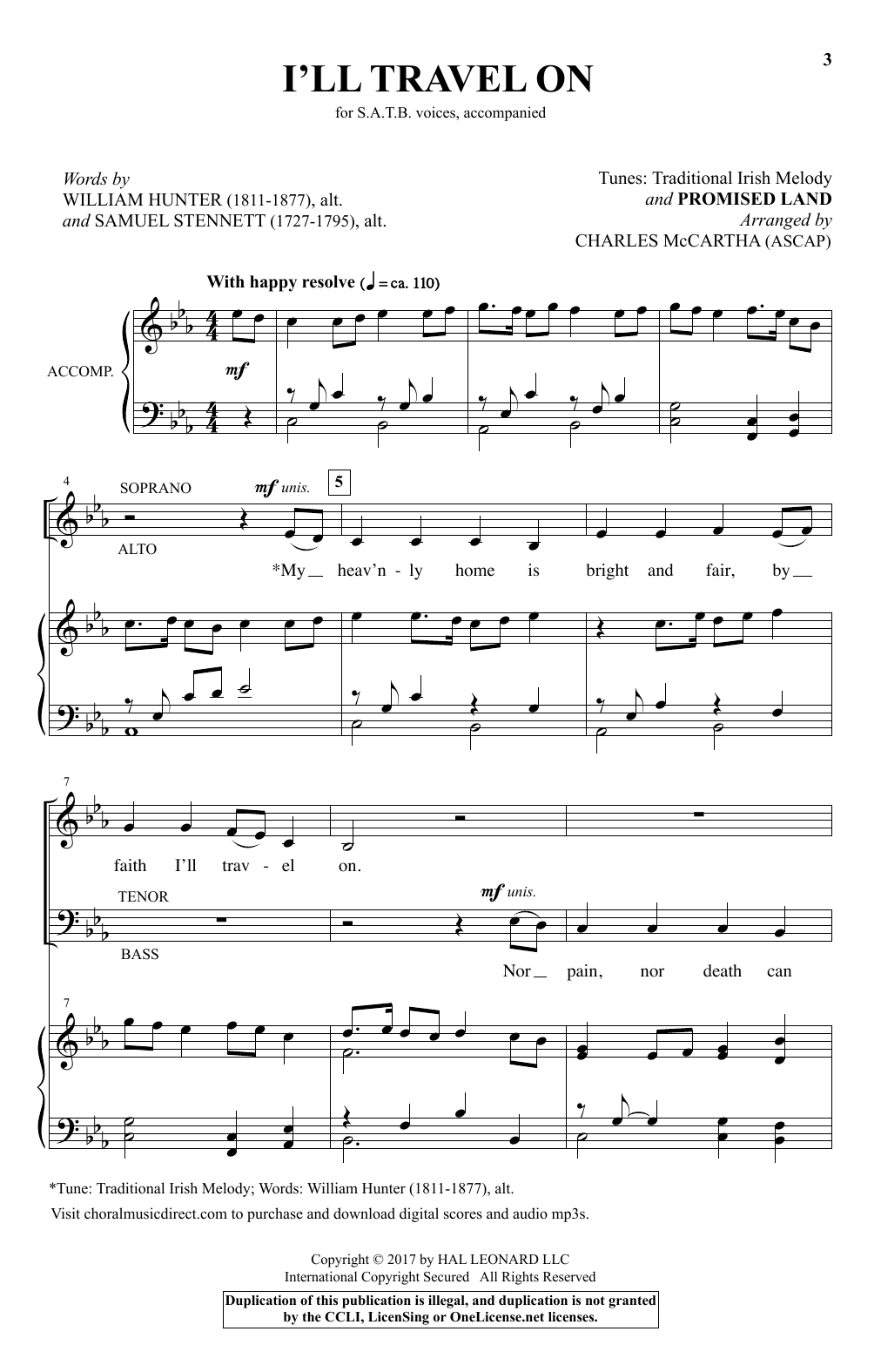 I'll Travel On (SATB Choir) von Charles McCartha