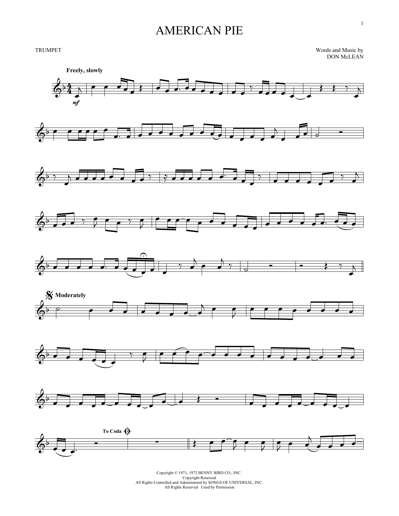 American Pie (Trumpet Solo) von Don McLean