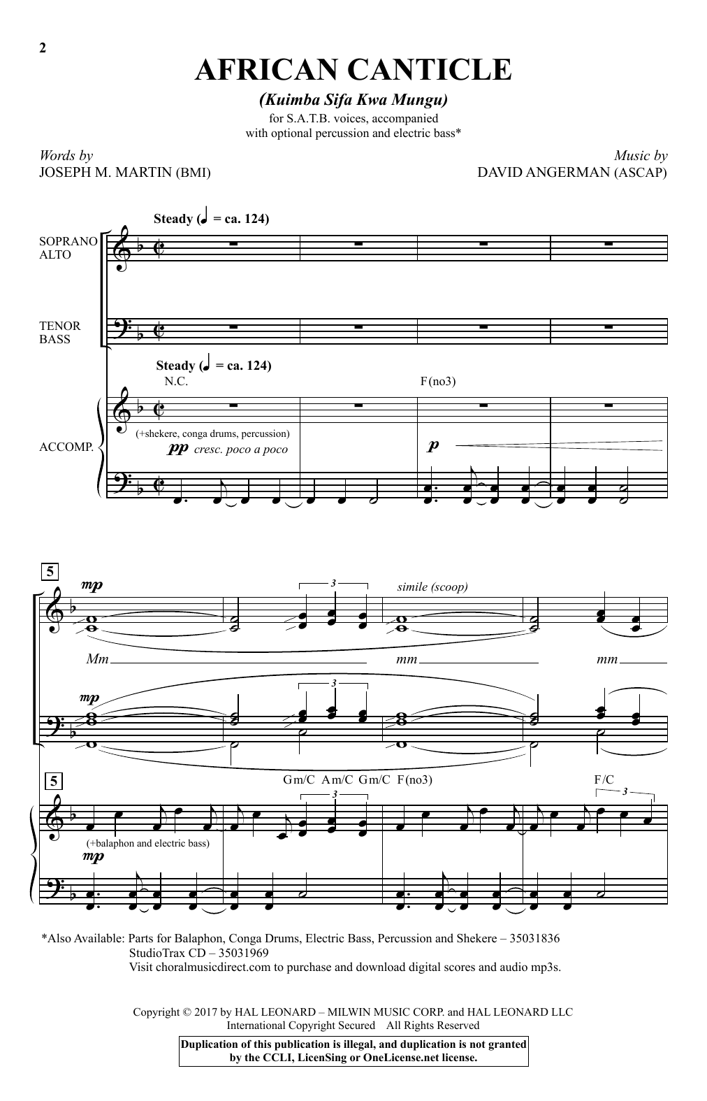 African Canticle (Kuimba Sifa Kwa Mungu) (SATB Choir) von David Angerman