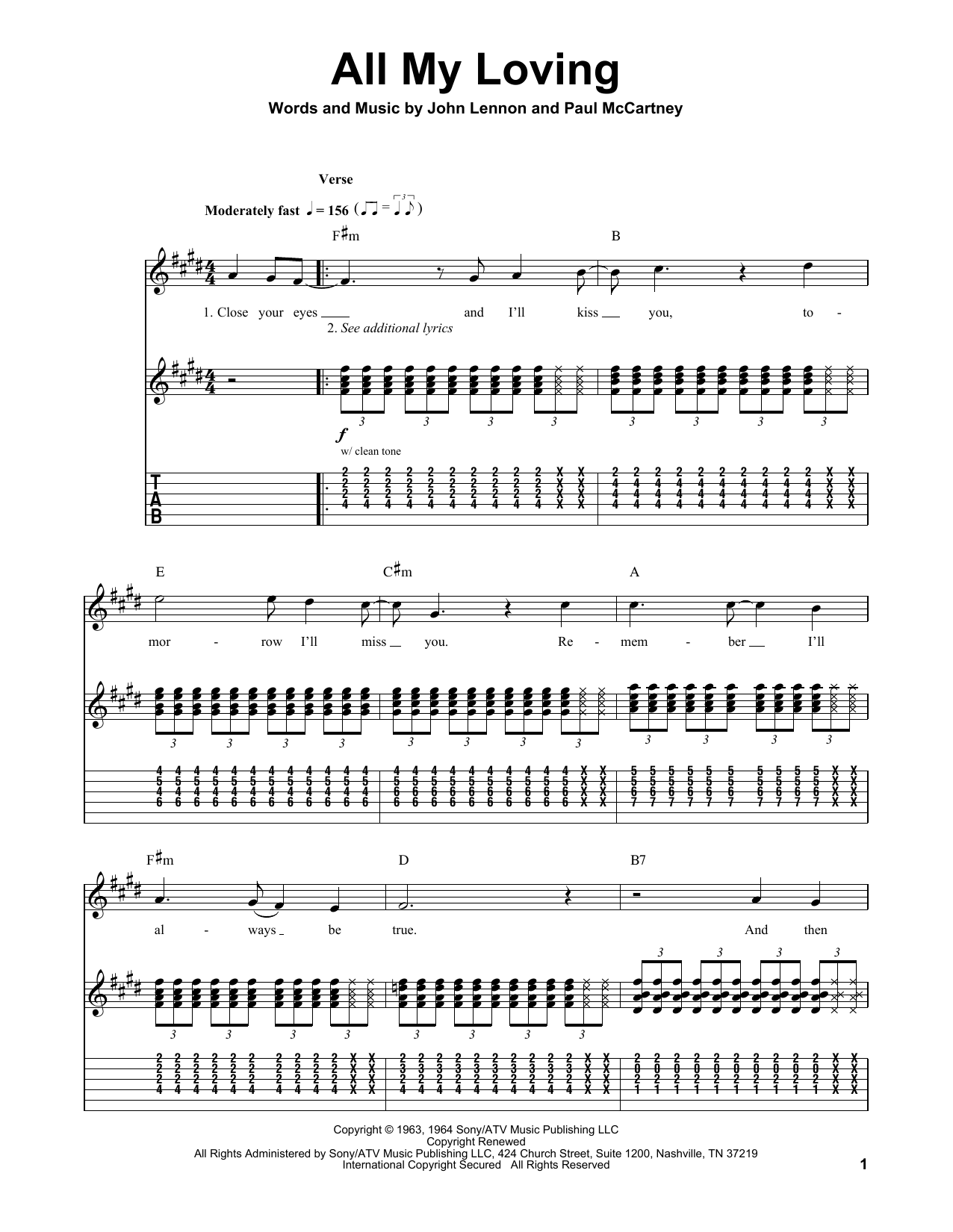 All My Loving (Guitar Tab (Single Guitar)) von The Beatles