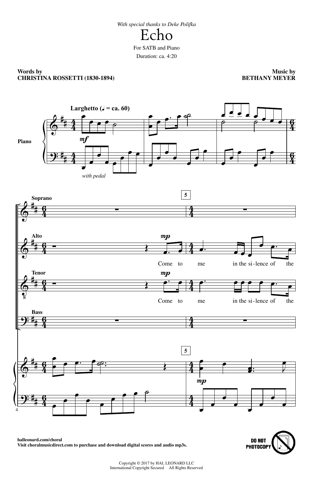 Echo (SATB Choir) von Bethany Meyer