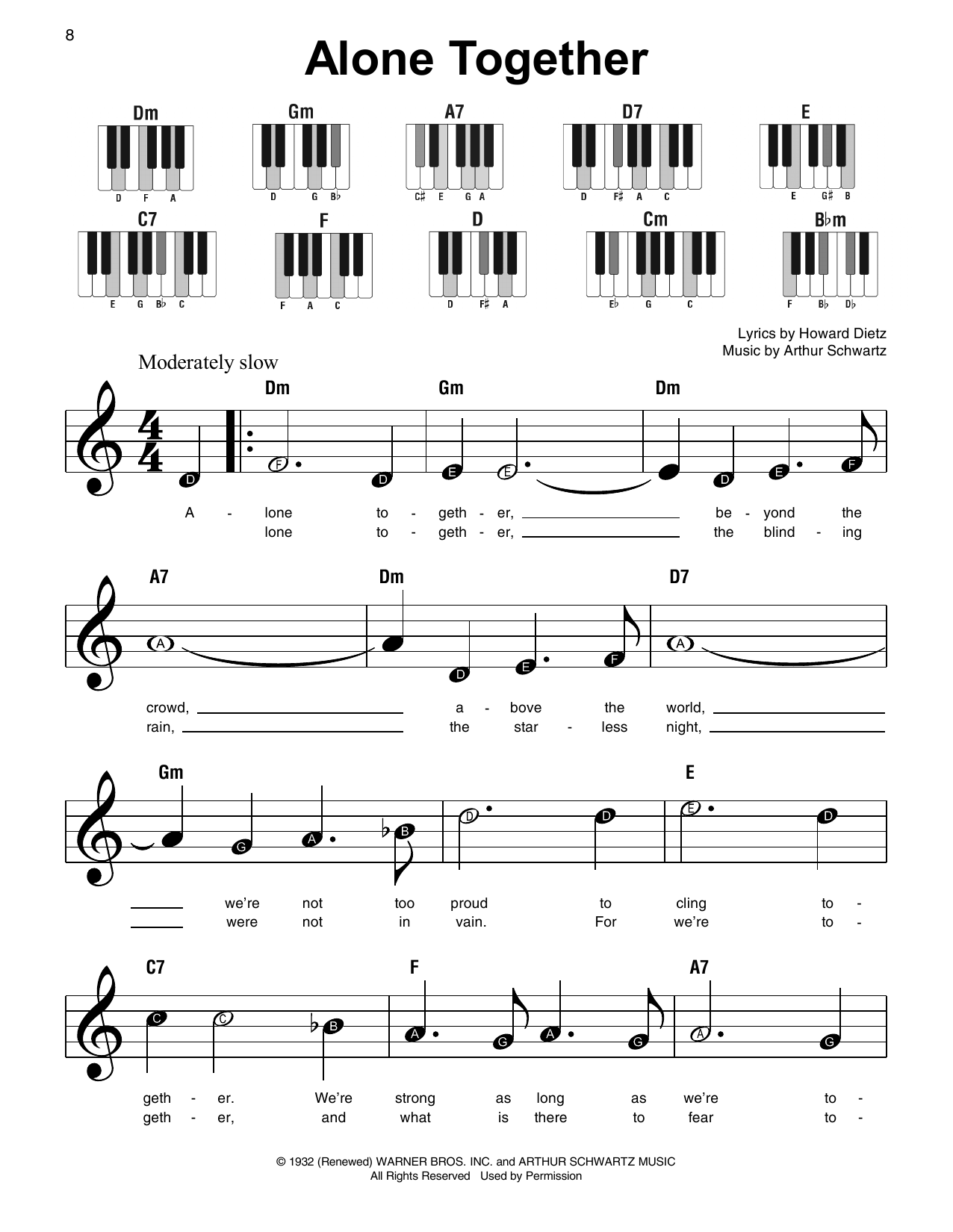 Alone Together (Super Easy Piano) von Arthur Schwartz