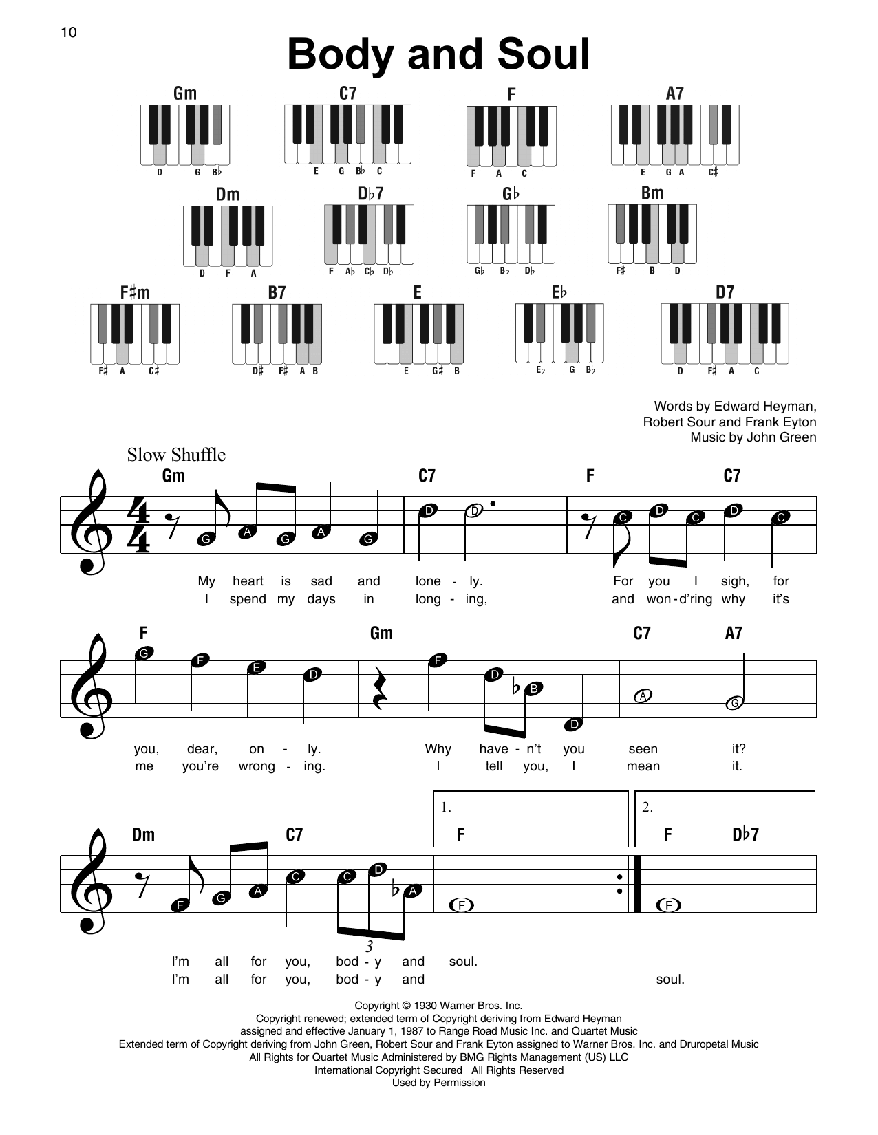 Body And Soul (Super Easy Piano) von John Green