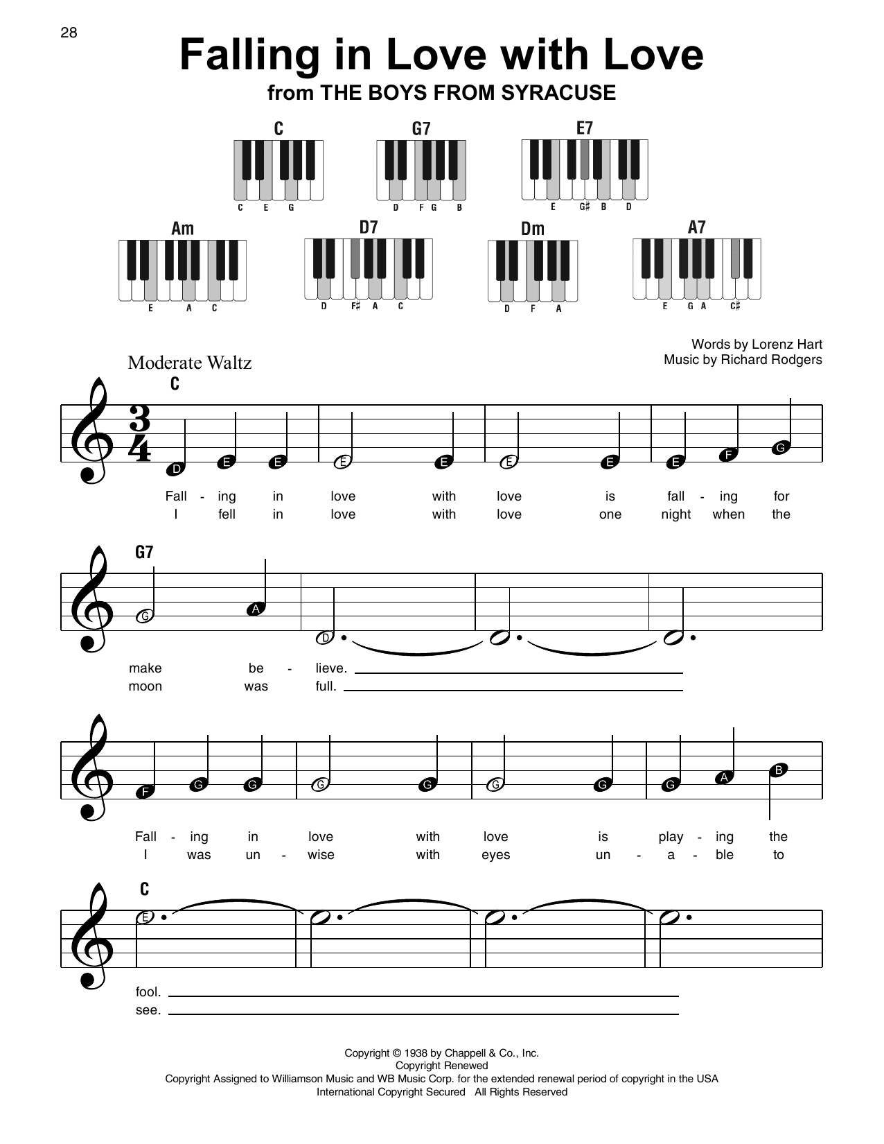 Falling In Love With Love (Super Easy Piano) von Rodgers & Hart